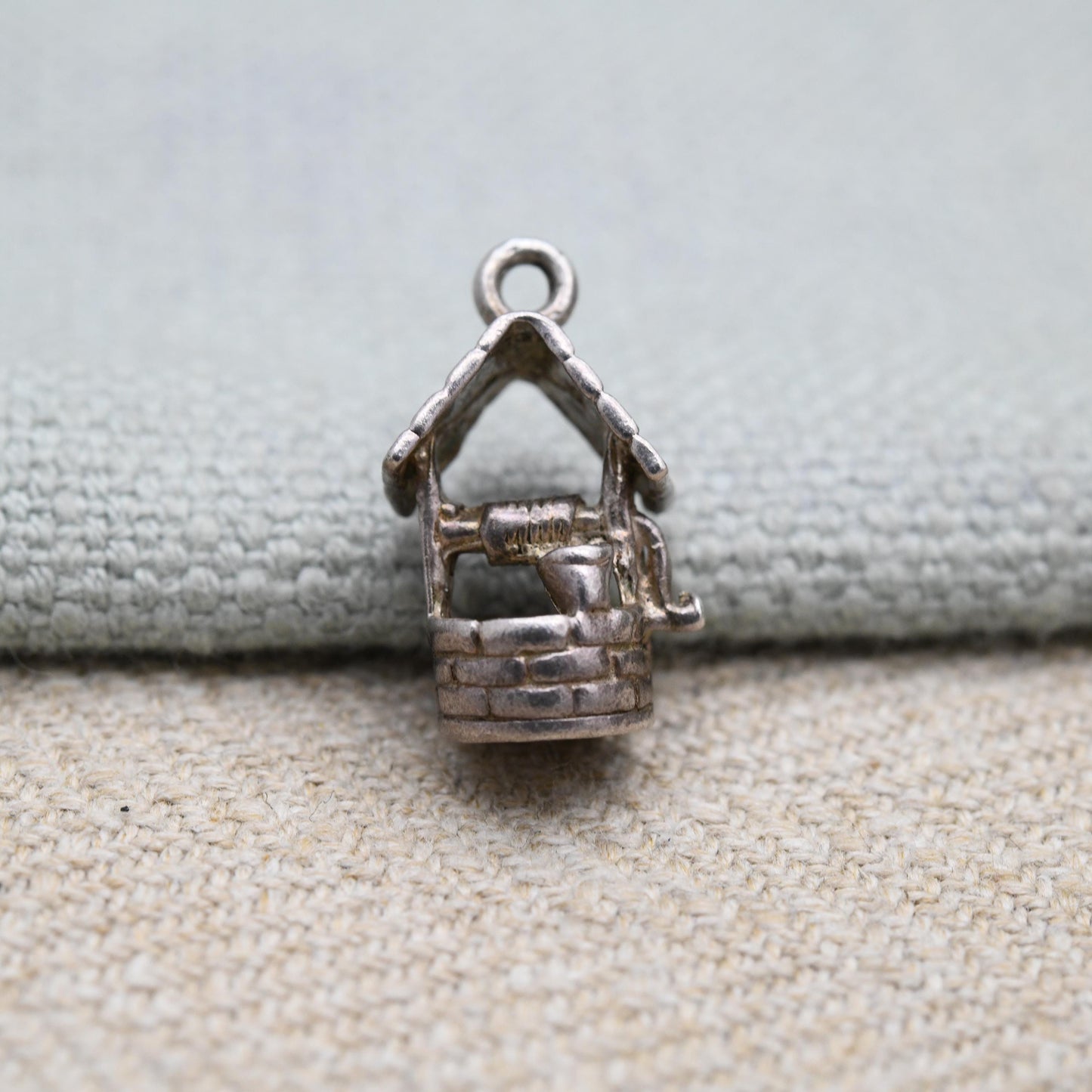 Vintage Sterling Silver Wishing Well Charm Pendant - Cute Water Well and Bucket | Gift for Charm Bracelet