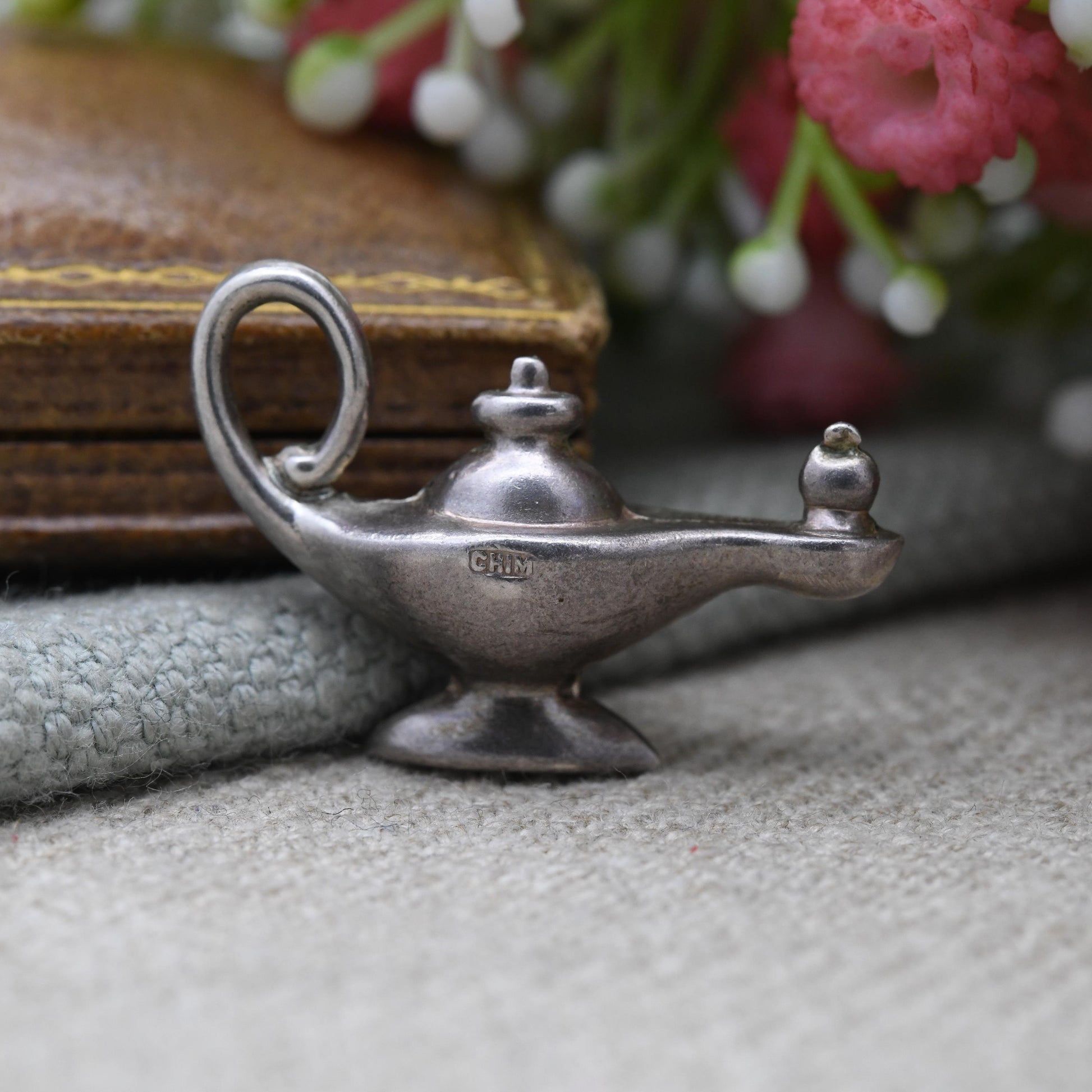 Vintage CHIM Sterling Silver Genies Lamp Charm Pendant - Oil Lamp | Magic Lamp | Three Wishes | Gift for Charm Bracelet