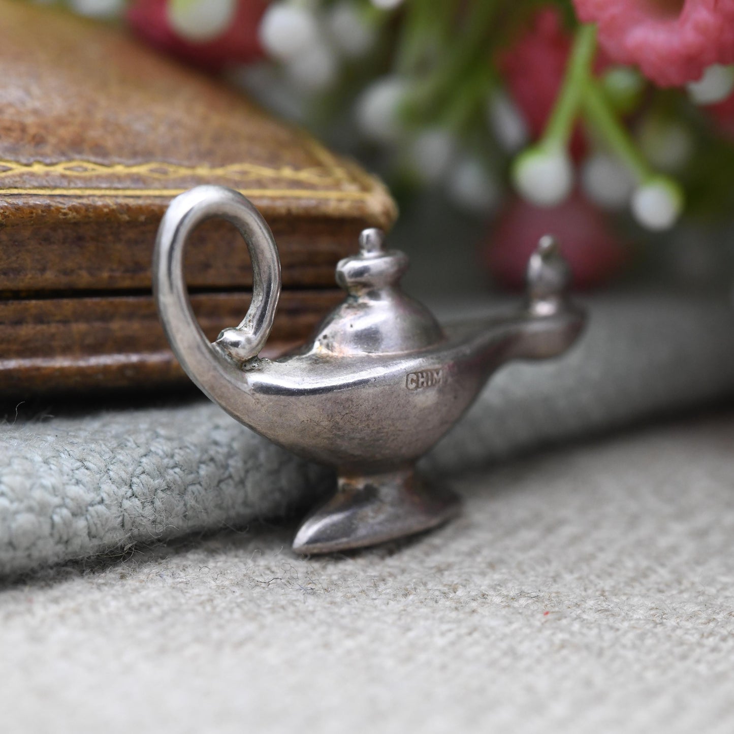 Vintage CHIM Sterling Silver Genies Lamp Charm Pendant - Oil Lamp | Magic Lamp | Three Wishes | Gift for Charm Bracelet