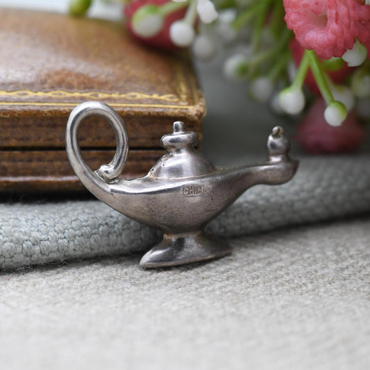 Vintage CHIM Sterling Silver Genies Lamp Charm Pendant - Oil Lamp | Magic Lamp | Three Wishes | Gift for Charm Bracelet