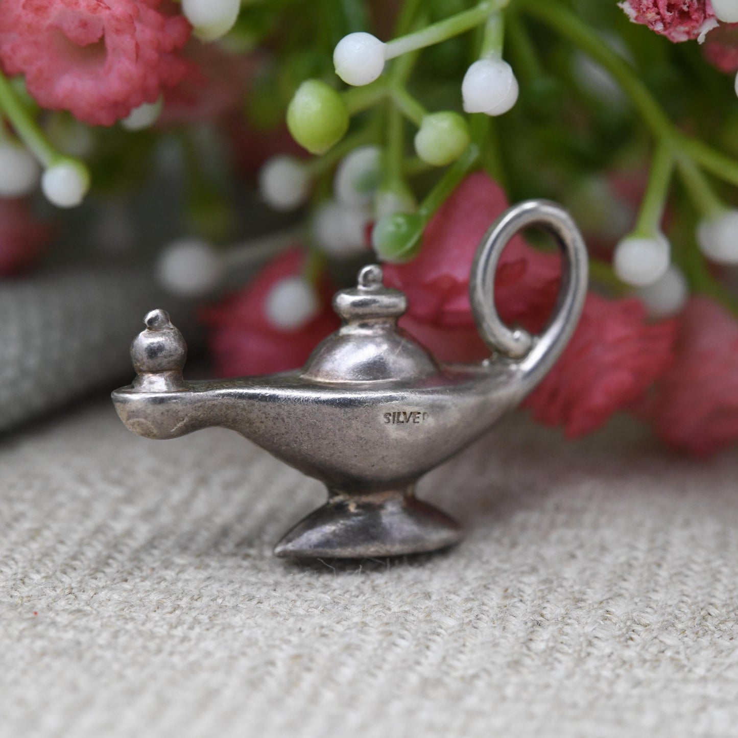 Vintage CHIM Sterling Silver Genies Lamp Charm Pendant - Oil Lamp | Magic Lamp | Three Wishes | Gift for Charm Bracelet