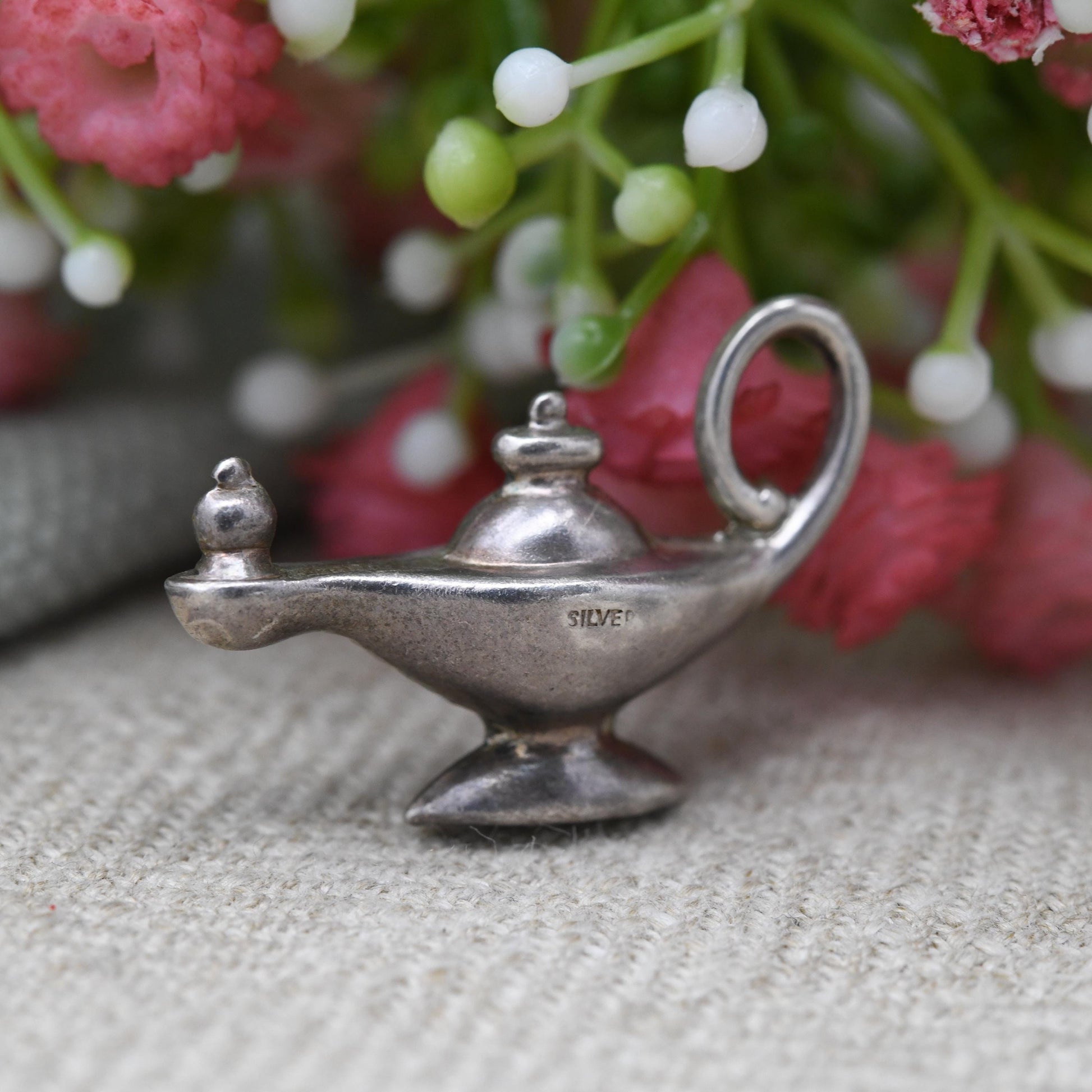 Vintage CHIM Sterling Silver Genies Lamp Charm Pendant - Oil Lamp | Magic Lamp | Three Wishes | Gift for Charm Bracelet