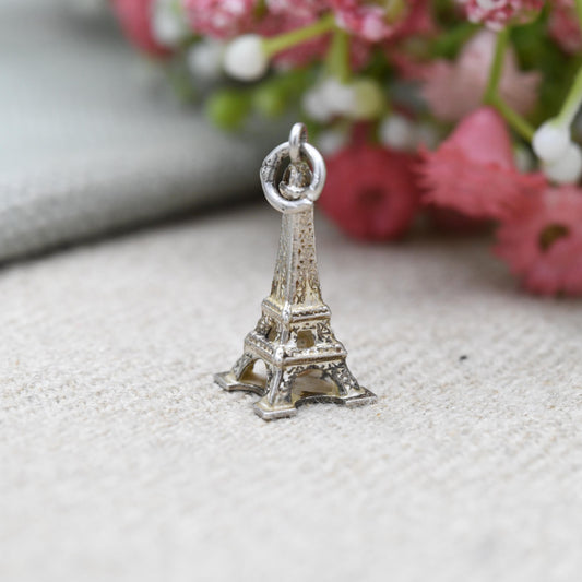 Vintage Sterling Silver Eiffel Tower Charm Pendant - Paris | France | Travel Souvenir Gift for Charm Bracelet