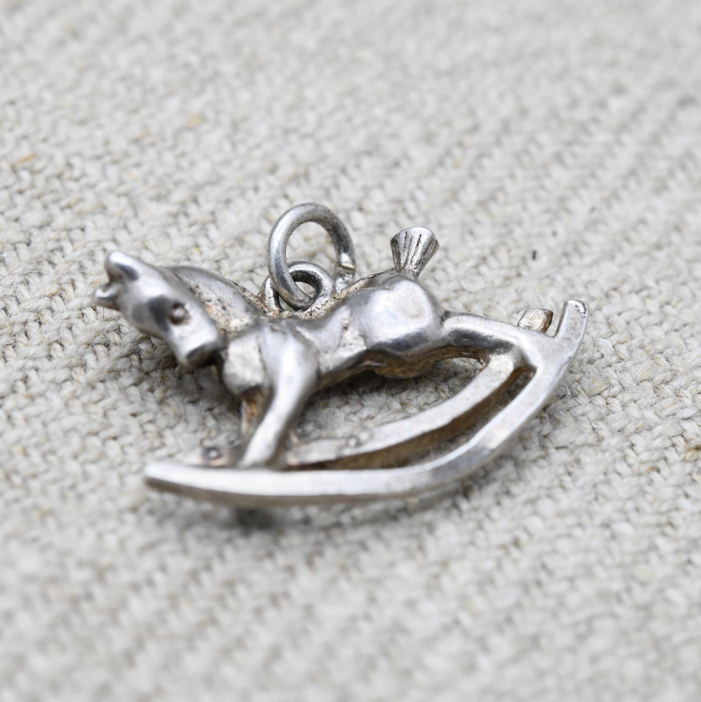 Vintage Sterling Silver Rocking Horse Charm Pendant - Detailed Animal Children's Toy | Horse Girl | Gift for Charm Bracelet