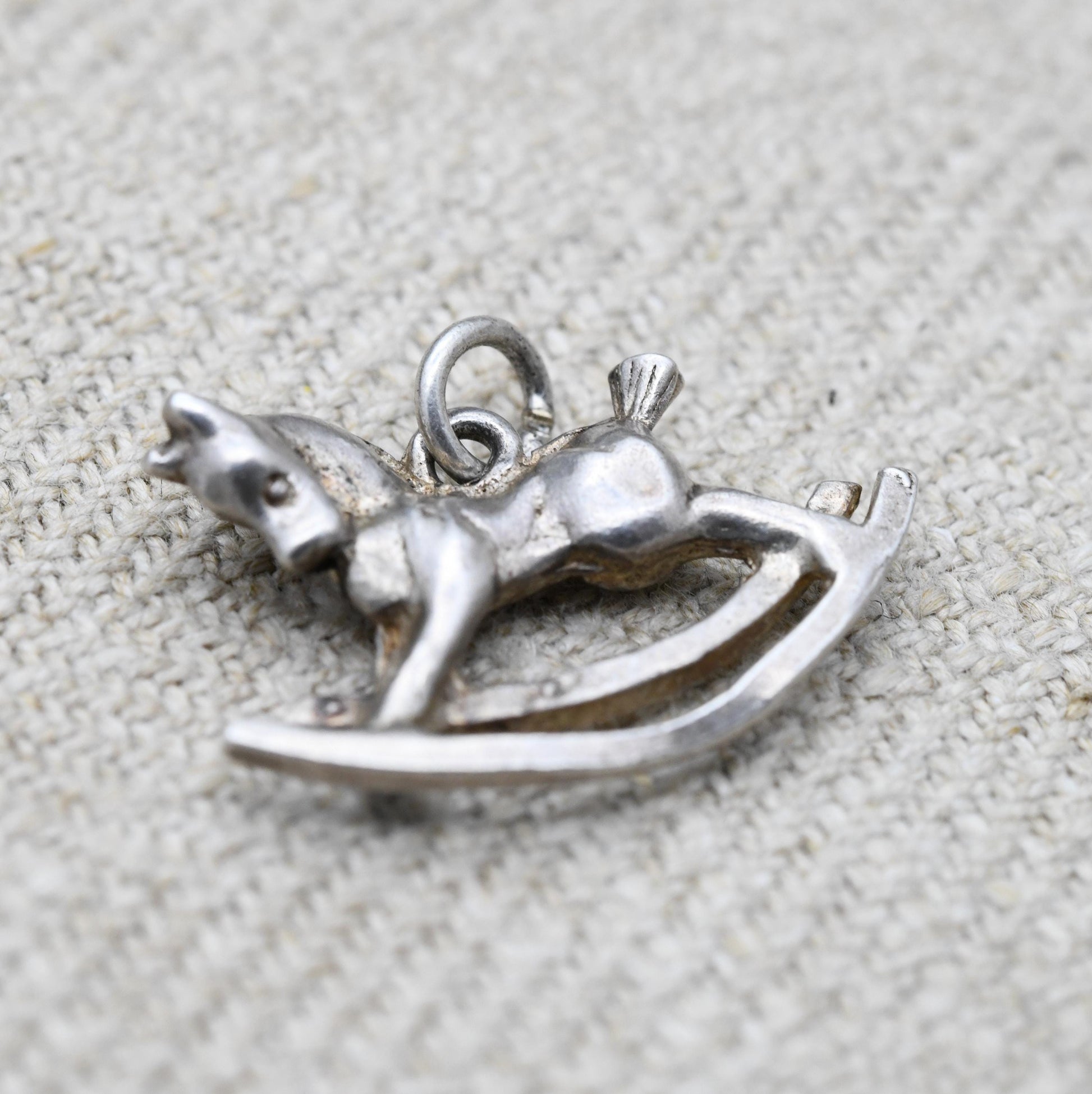 Vintage Sterling Silver Rocking Horse Charm Pendant - Detailed Animal Children's Toy | Horse Girl | Gift for Charm Bracelet