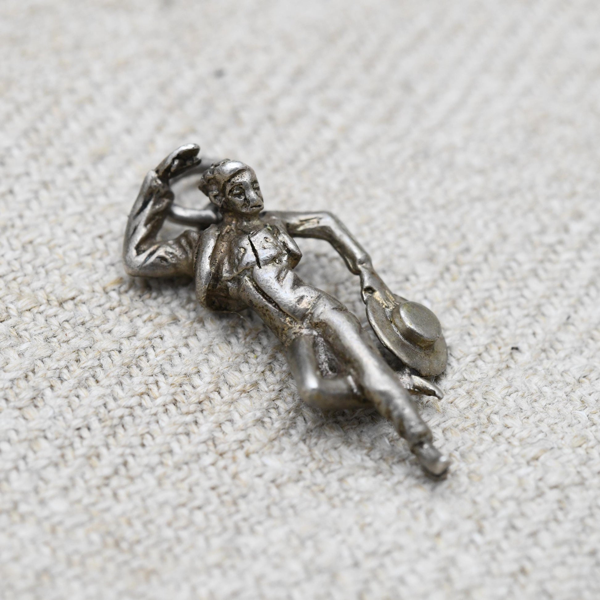 Vintage Sterling Silver Dancing Man Carrying Hat Charm Pendant - Pasodoble Dancer | Matador | Spanish Latin Dance | Gift for Charm Bracelet