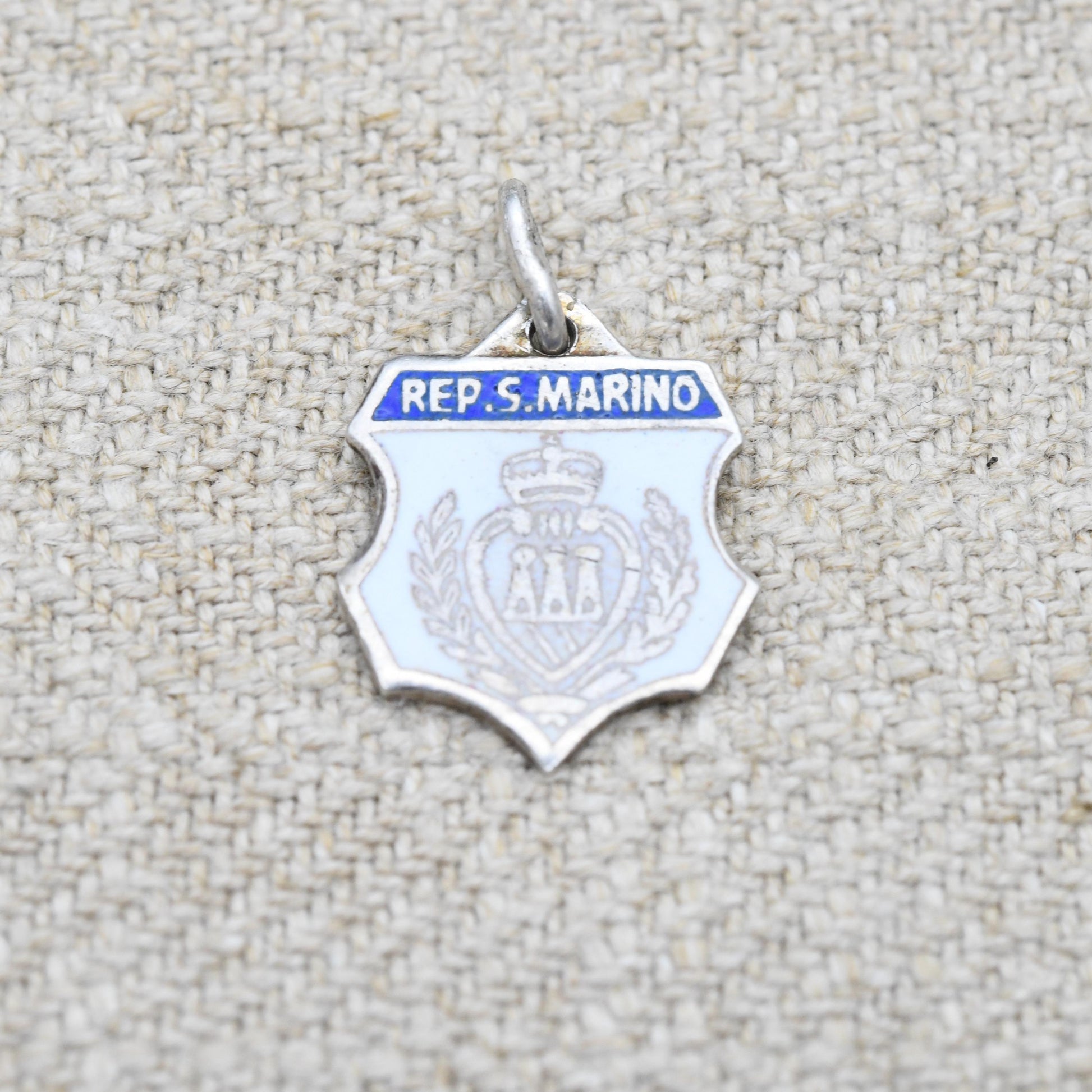Vintage .800 Silver Rep. San Marino Enamel Souvenir Shield Charm Pendant - Italy | Tourist | Souvenir Gift for Charm Bracelet