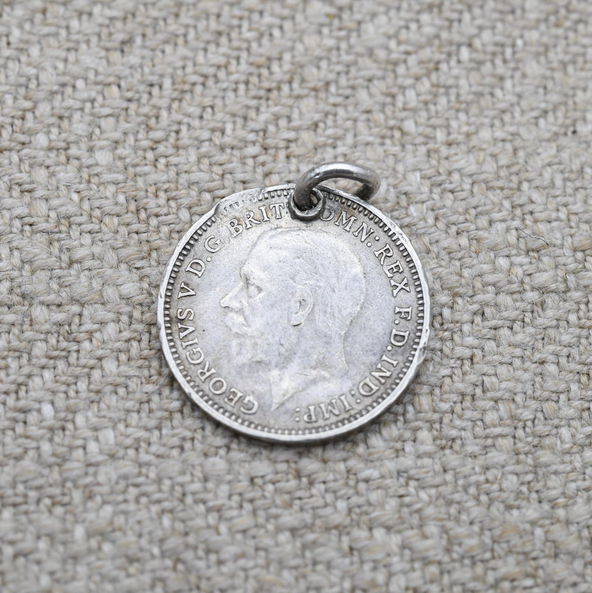 Vintage Silver George V Three Pence 1931 Coin Charm Pendant - Silver Coin Jewellery