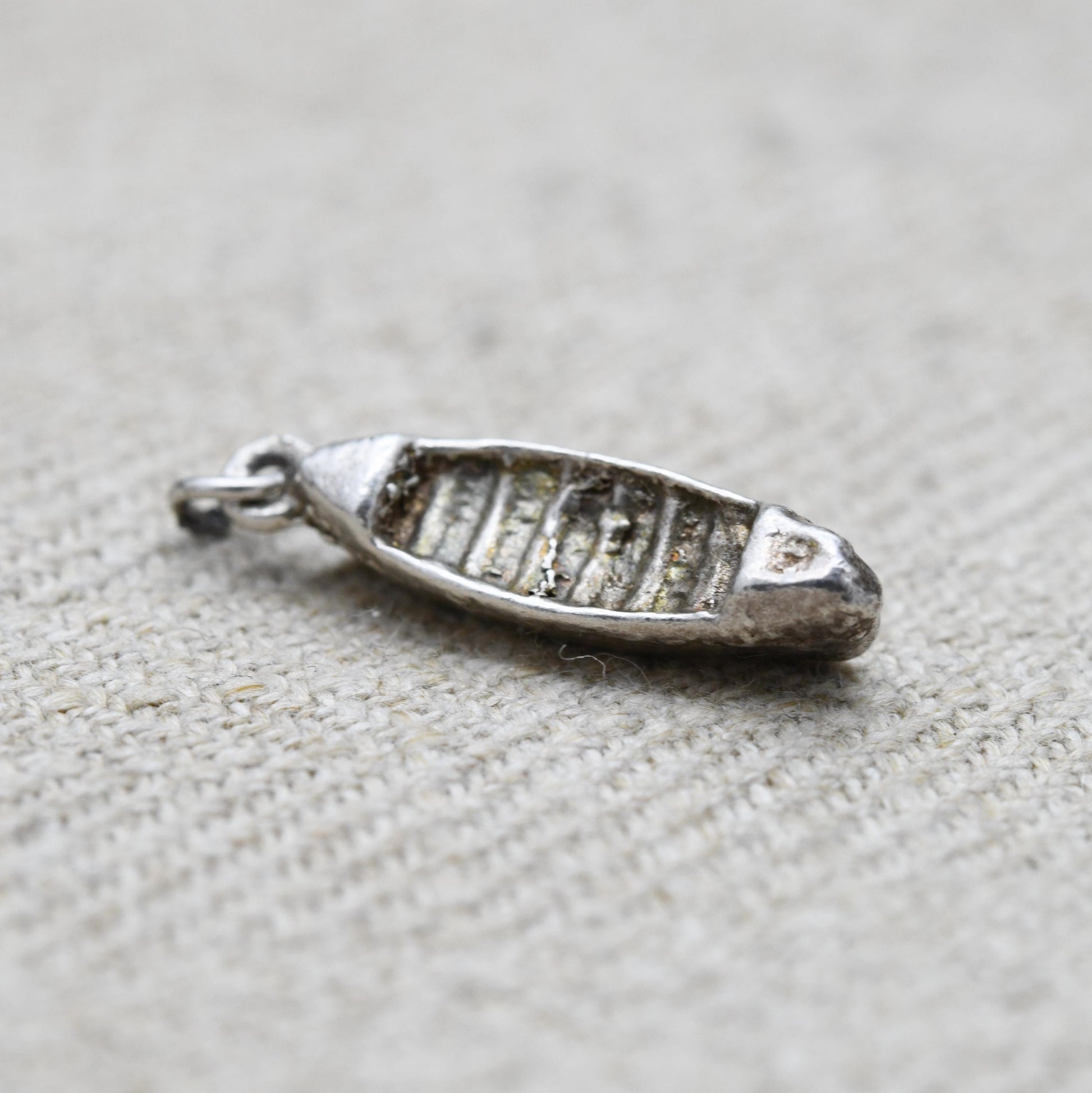 Vintage Silver Row Boat Charm Pendant - Cute Collectable Life Boat | Gift for Charm Bracelet