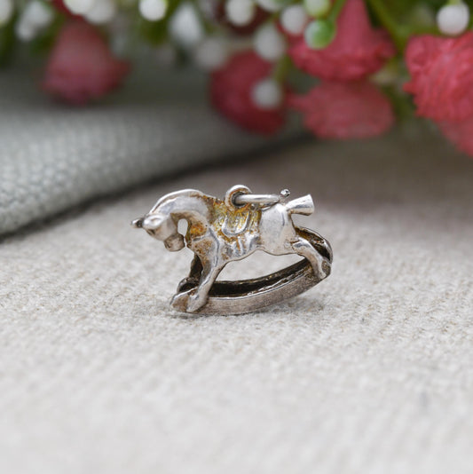 Vintage Sterling Silver Small Rocking Horse Charm Pendant - Detailed Animal Children's Toy | Horse Girl | Gift for Charm Bracelet