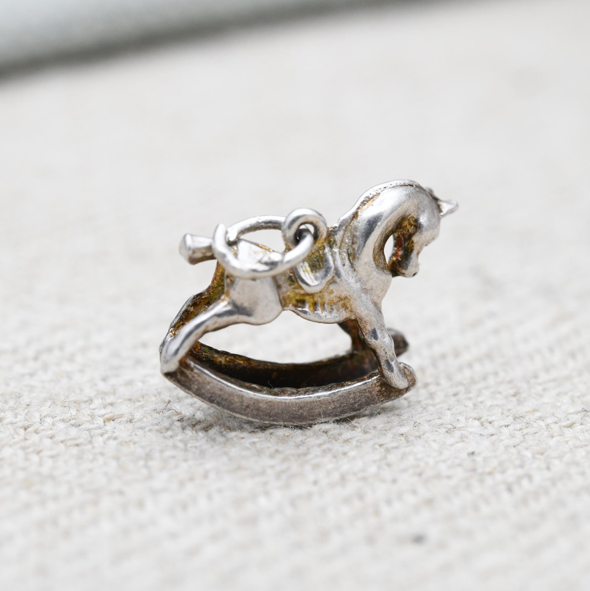 Vintage Sterling Silver Small Rocking Horse Charm Pendant - Detailed Animal Children's Toy | Horse Girl | Gift for Charm Bracelet