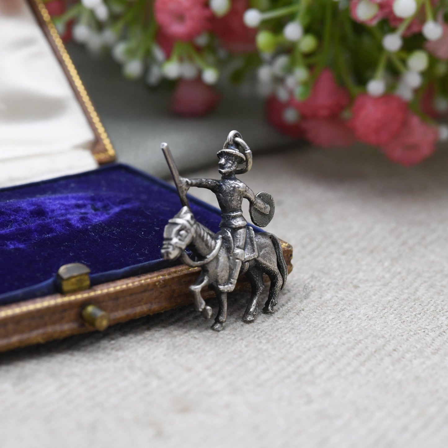 Vintage Sterling Silver Knight on Horse Charm Pendant - Horse Rider | Jousting | Medieval | Gift for Charm Bracelet
