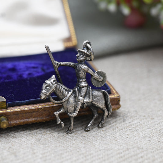 Vintage Sterling Silver Knight on Horse Charm Pendant - Horse Rider | Jousting | Medieval | Gift for Charm Bracelet