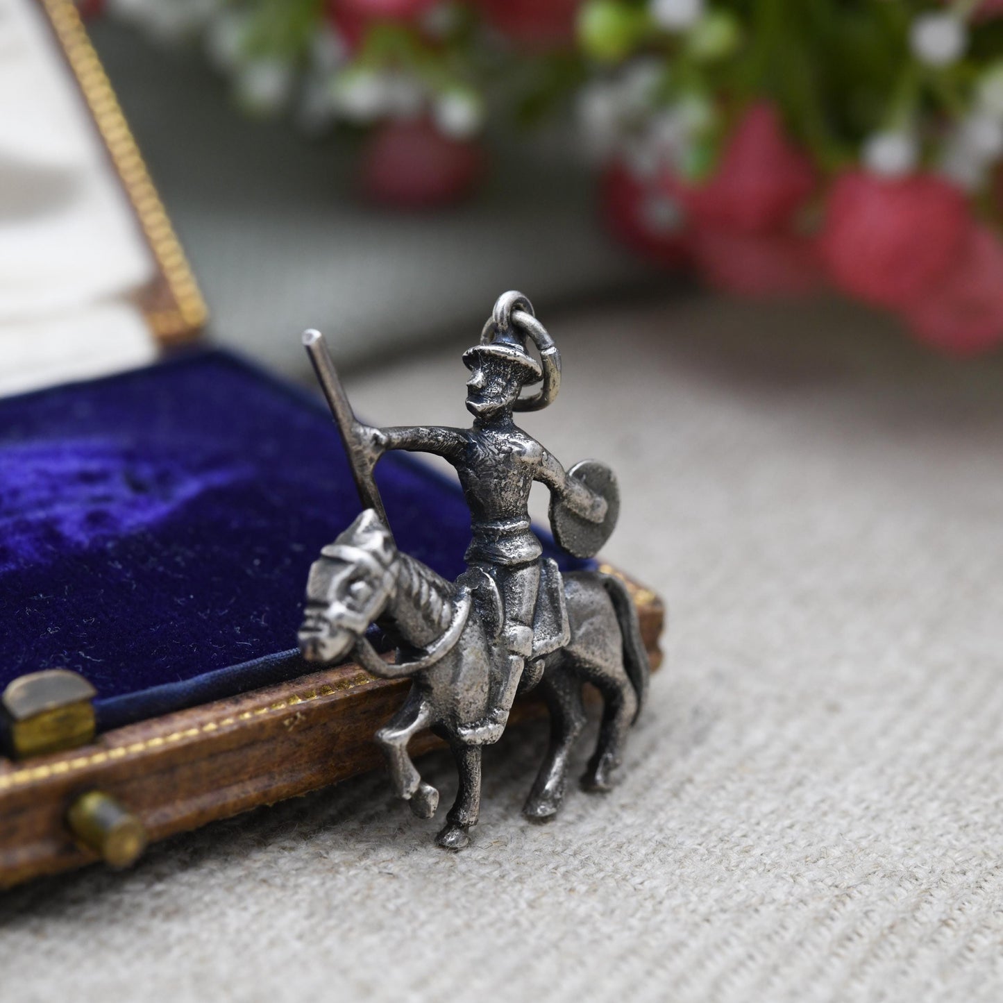 Vintage Sterling Silver Knight on Horse Charm Pendant - Horse Rider | Jousting | Medieval | Gift for Charm Bracelet