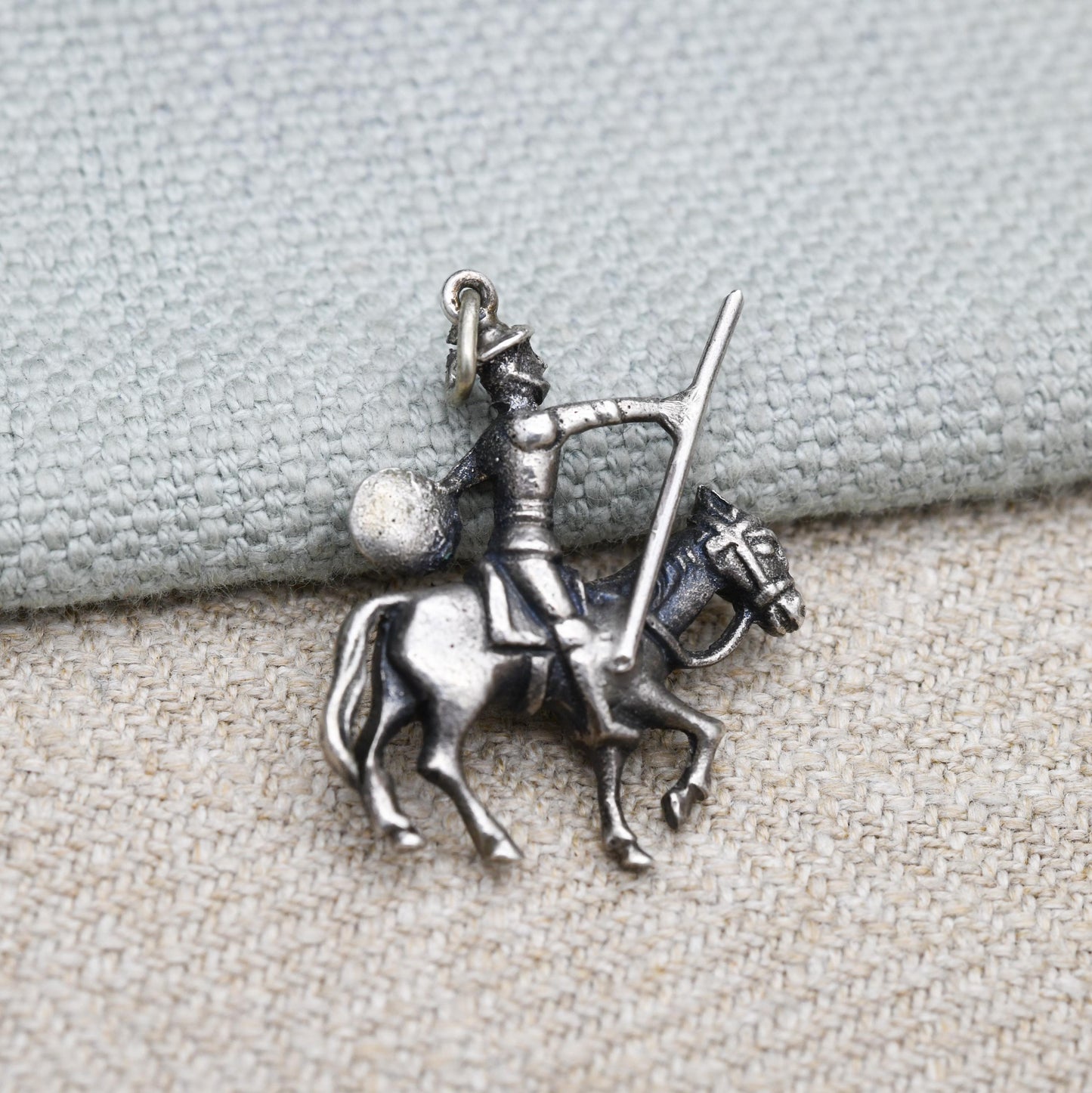 Vintage Sterling Silver Knight on Horse Charm Pendant - Horse Rider | Jousting | Medieval | Gift for Charm Bracelet