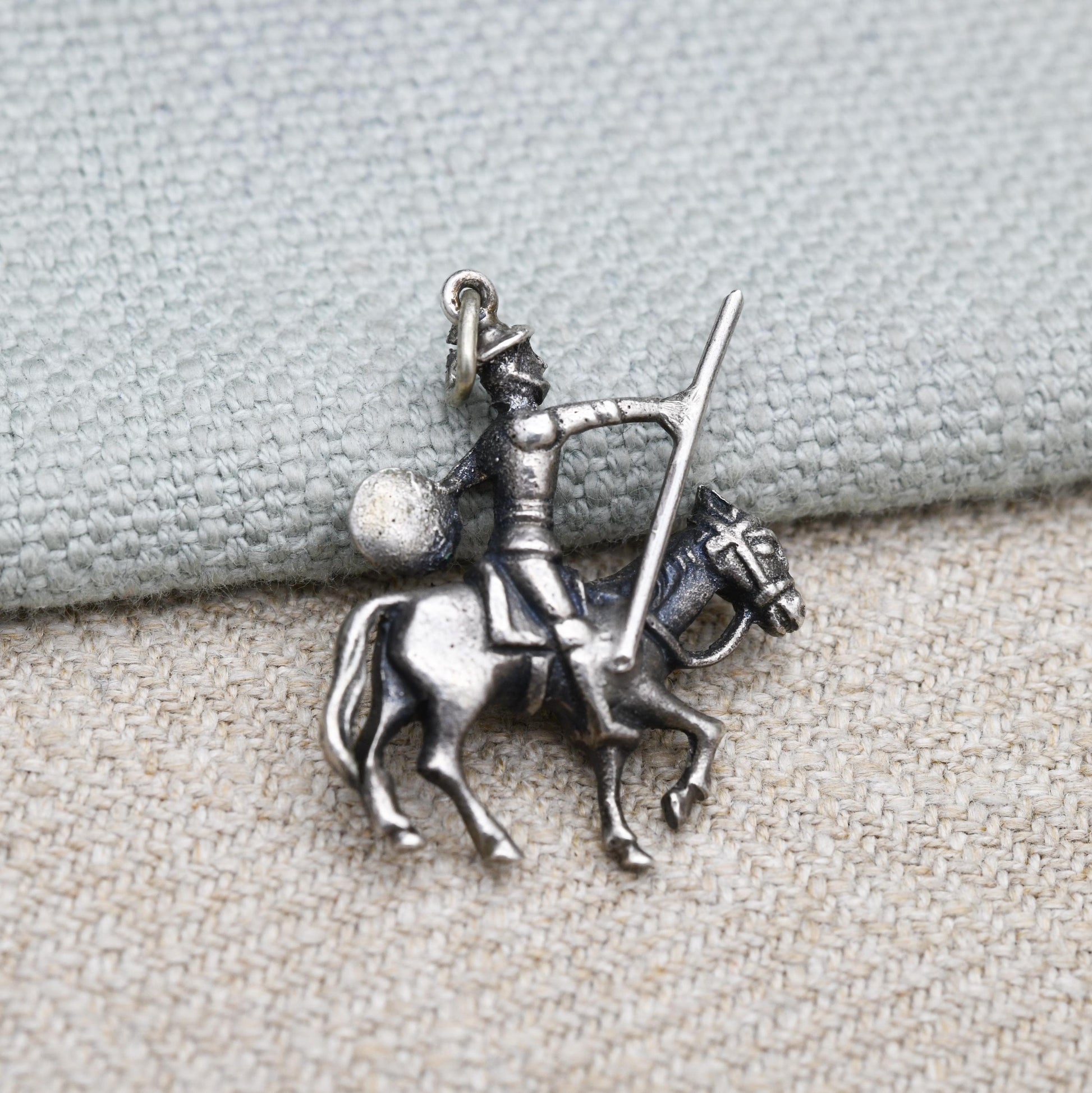 Vintage Sterling Silver Knight on Horse Charm Pendant - Horse Rider | Jousting | Medieval | Gift for Charm Bracelet
