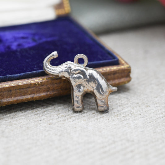 Vintage Sterling Silver Elephant Charm Pendant - Small Cute Animal | Nature Lover Gift | African Elephant | Gift for Charm Bracelet