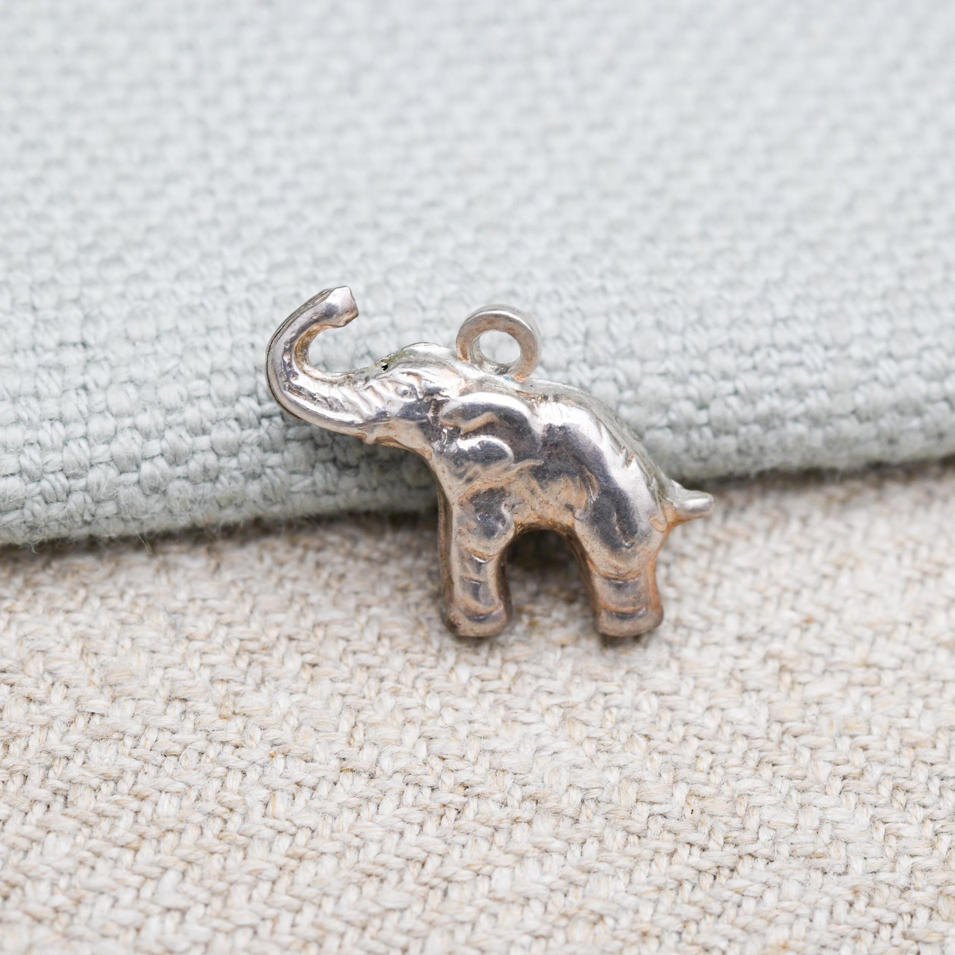 Vintage Sterling Silver Elephant Charm Pendant - Small Cute Animal | Nature Lover Gift | African Elephant | Gift for Charm Bracelet