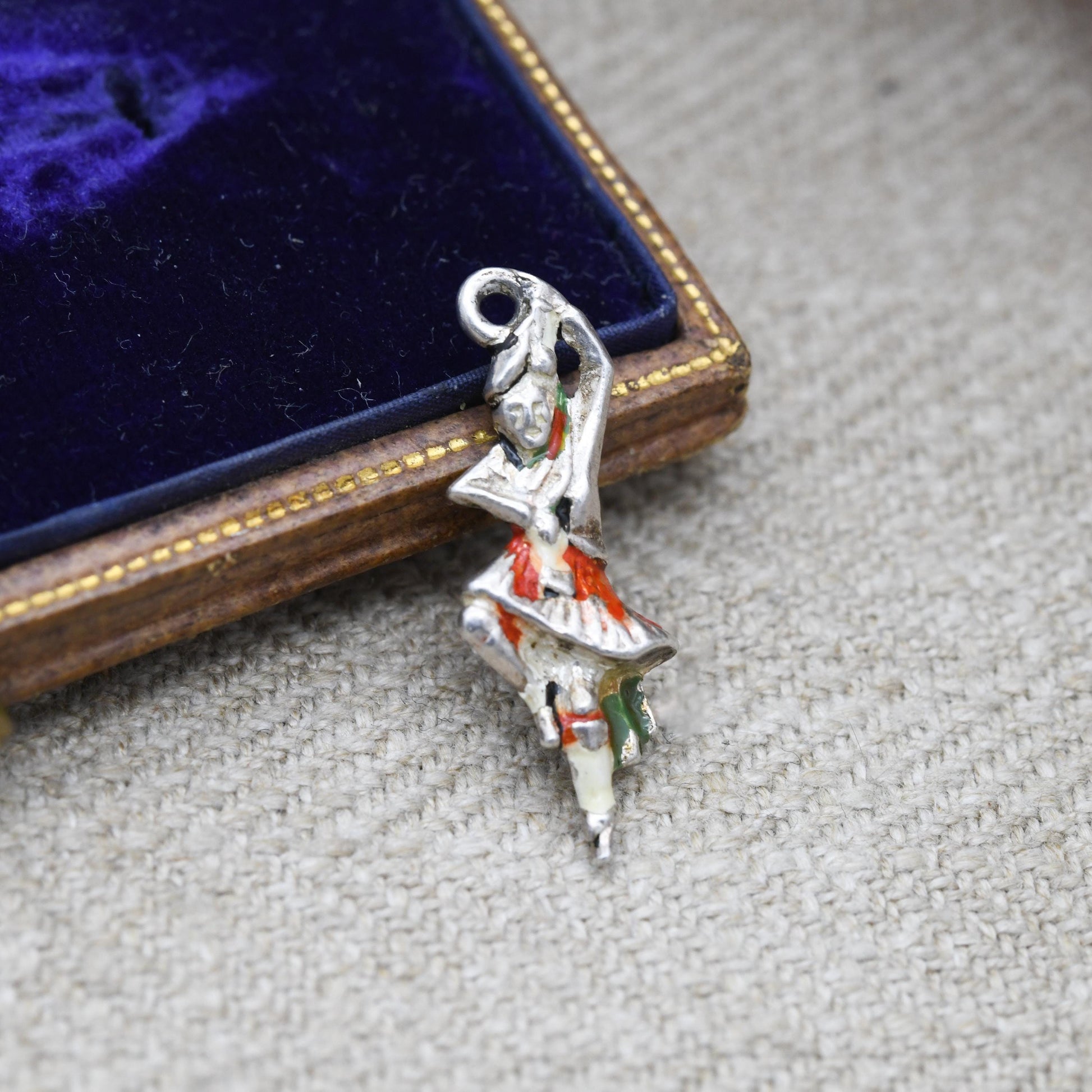 Vintage Sterling Silver and Enamel Scottish Dancer Charm Pendant - Scotland | Great Highland Dancing | Souvenir Gift for Charm Bracelet