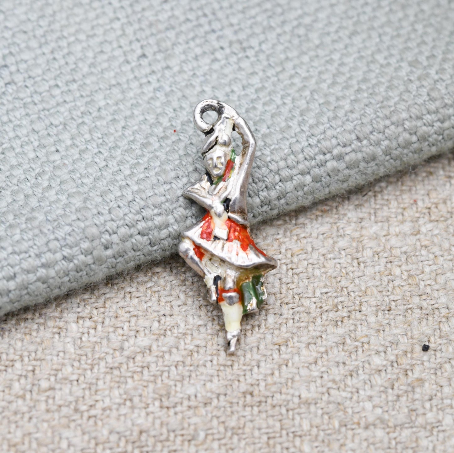 Vintage Sterling Silver and Enamel Scottish Dancer Charm Pendant - Scotland | Great Highland Dancing | Souvenir Gift for Charm Bracelet