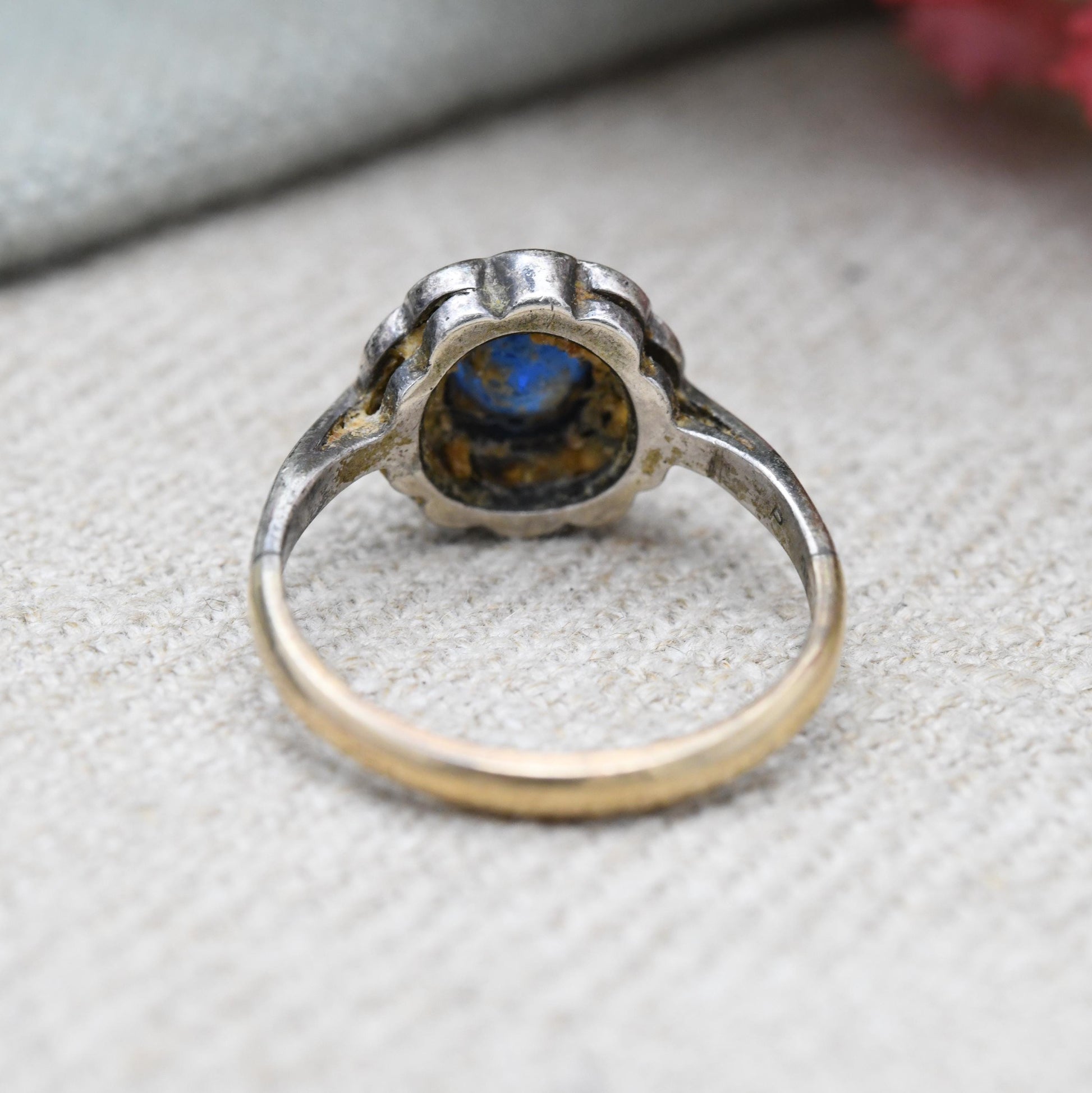 Vintage Sterling Silver Blue Stone Cluster Flower Ring - Statement Sparkly Cocktail Ring | UK Size - O 1/2 | US Size - 8 3/4