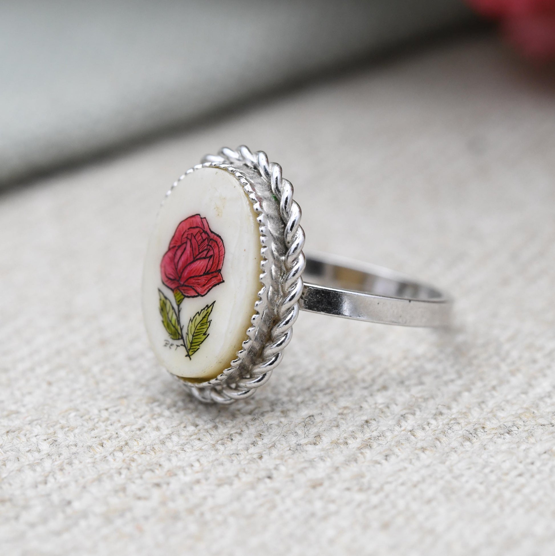 Vintage Sterling Silver Rose Miniature Ring - Flower Floral Design | Pretty Gift for Her | UK Size - M 1/2 | US Size - 6 3/4