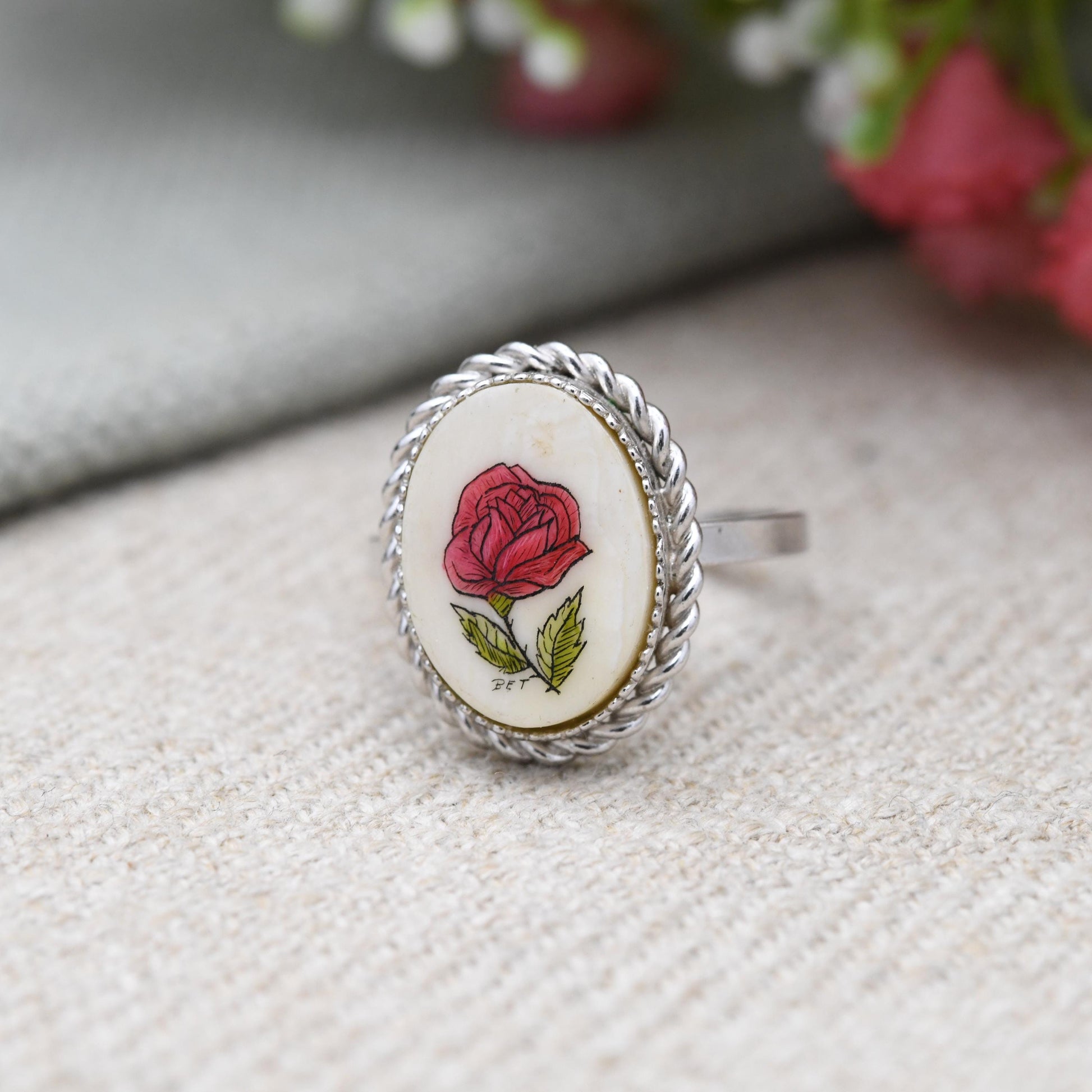 Vintage Sterling Silver Rose Miniature Ring - Flower Floral Design | Pretty Gift for Her | UK Size - M 1/2 | US Size - 6 3/4