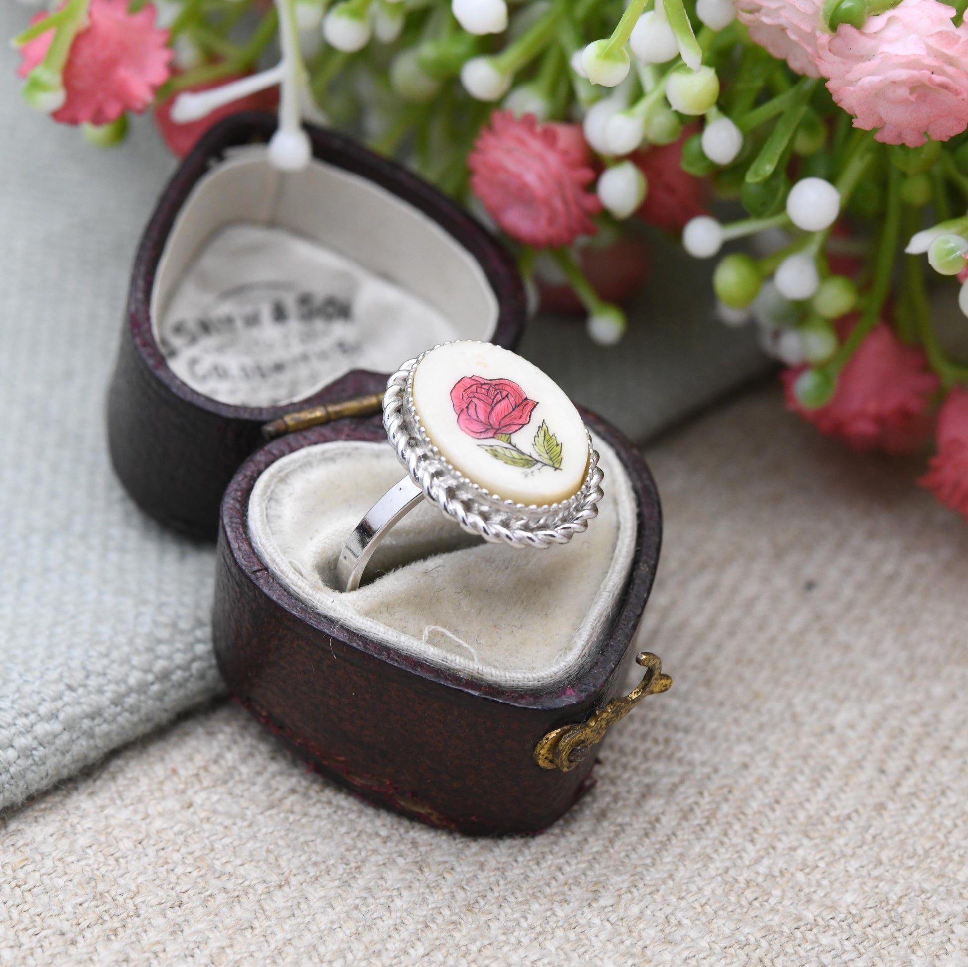 Vintage Sterling Silver Rose Miniature Ring - Flower Floral Design | Pretty Gift for Her | UK Size - M 1/2 | US Size - 6 3/4