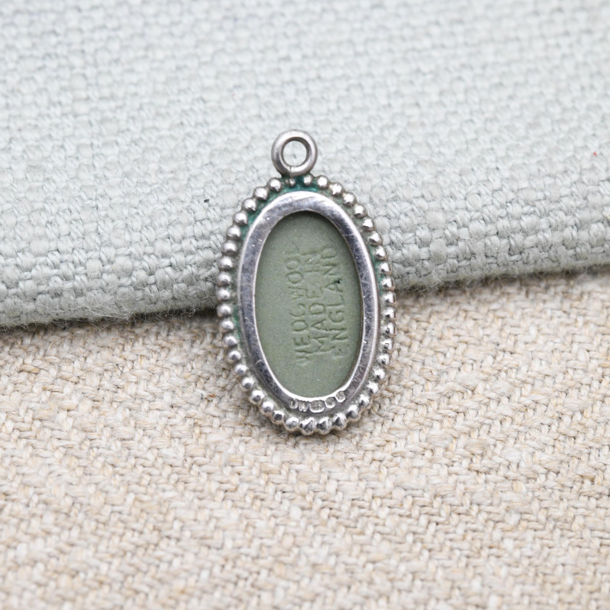 Vintage Wedgwood Sterling Silver Medea Green Jasperware Pendant 1970s - Oval Classical Cameo | Gift for Pendant Necklace
