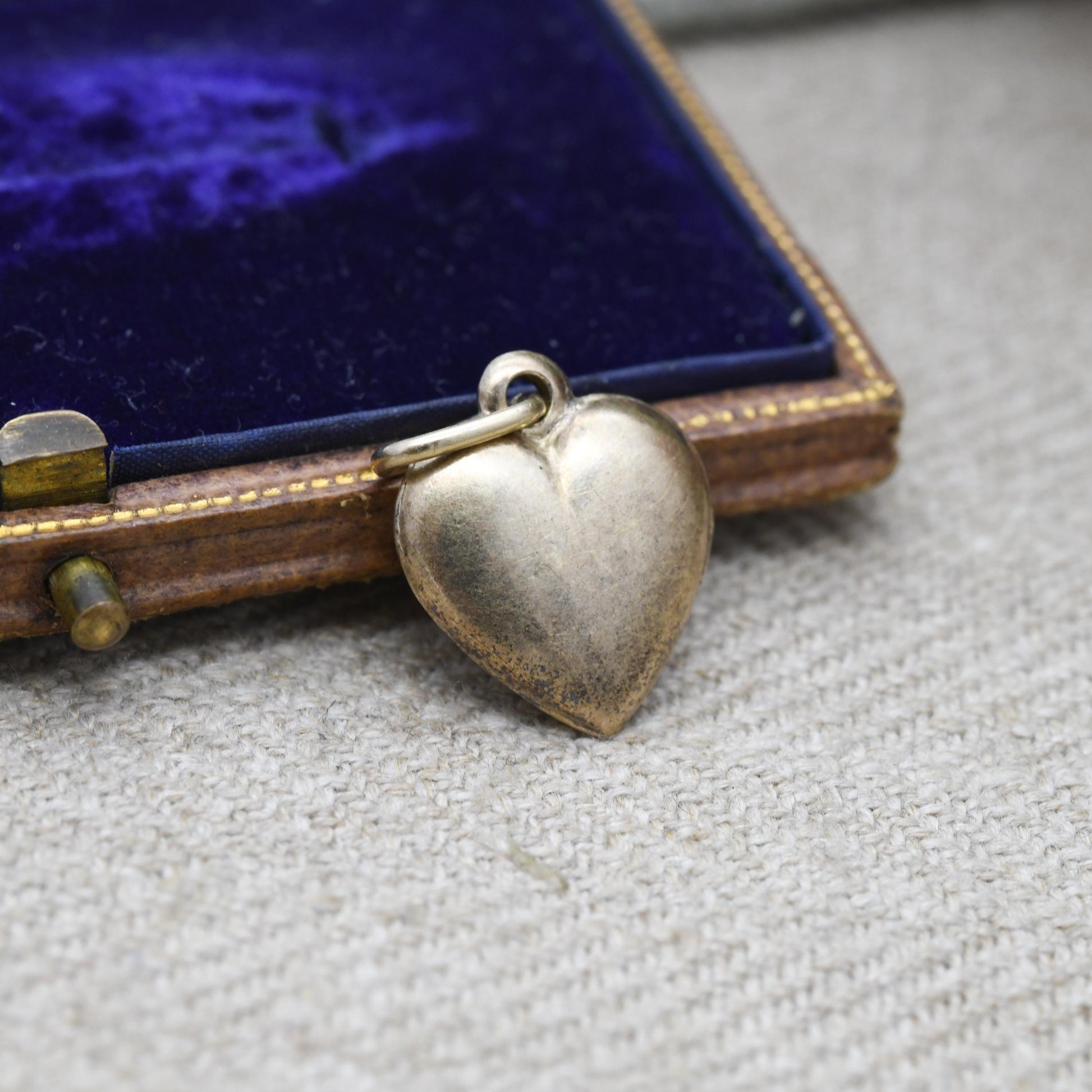 Vintage Sterling Silver Gold Plated Puffed Heart Charm Pendant - Small Love Heart Gift Charm Necklace Stack