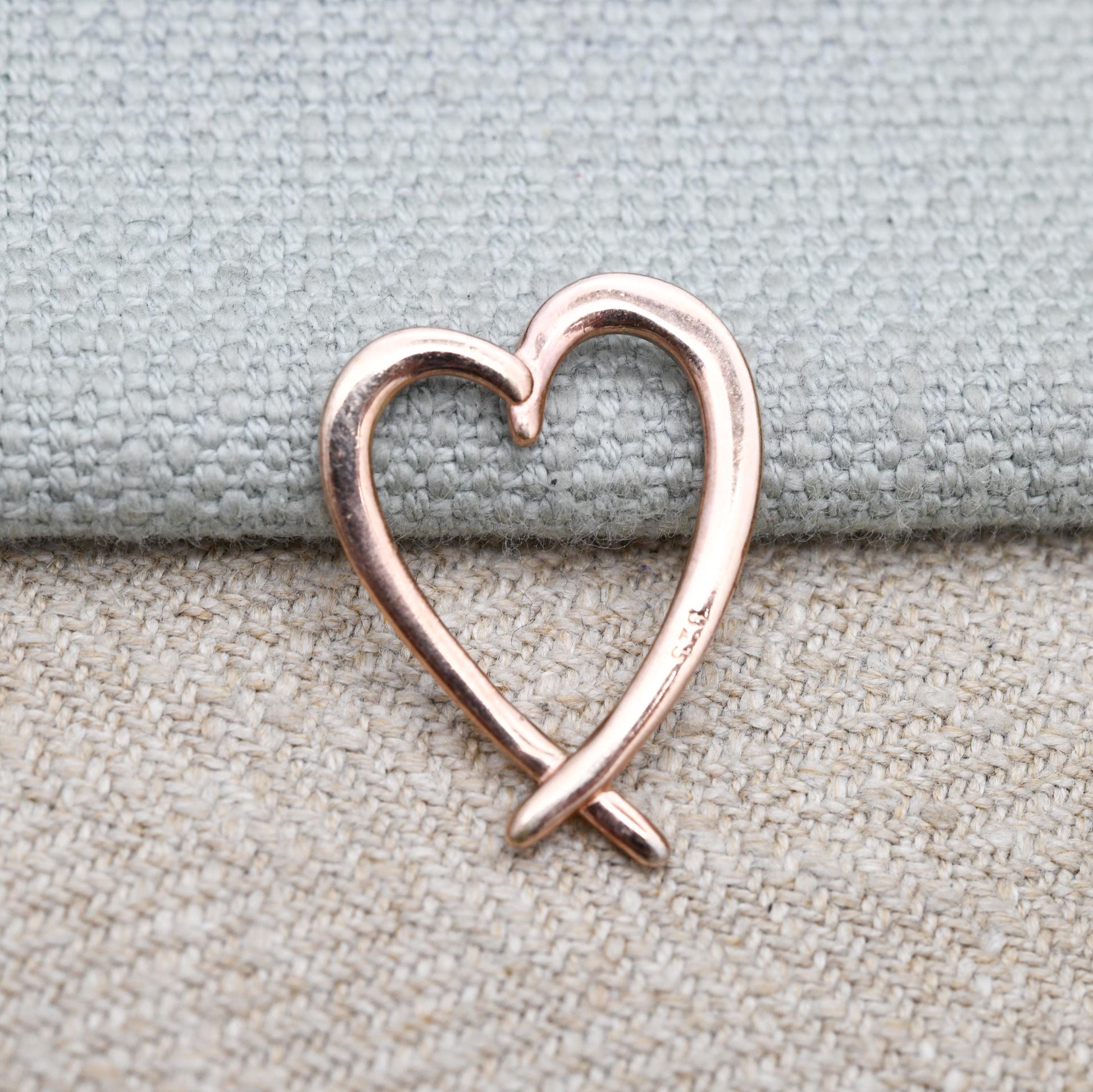 Vintage Sterling Silver Rose Love Heart Pendant - Love Heart Shape | Openwork Heart | Pendant for Necklace