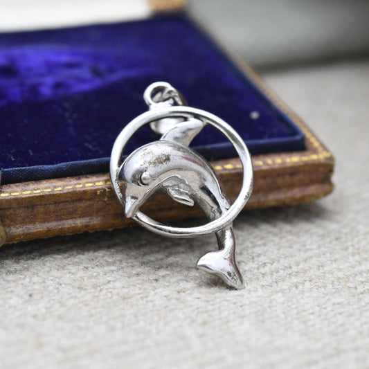 Vintage Sterling Silver Dolphin Pendant - Sea Creature | Small Animal Shape | Gift for Animal Lover | Sweet Gift for Her