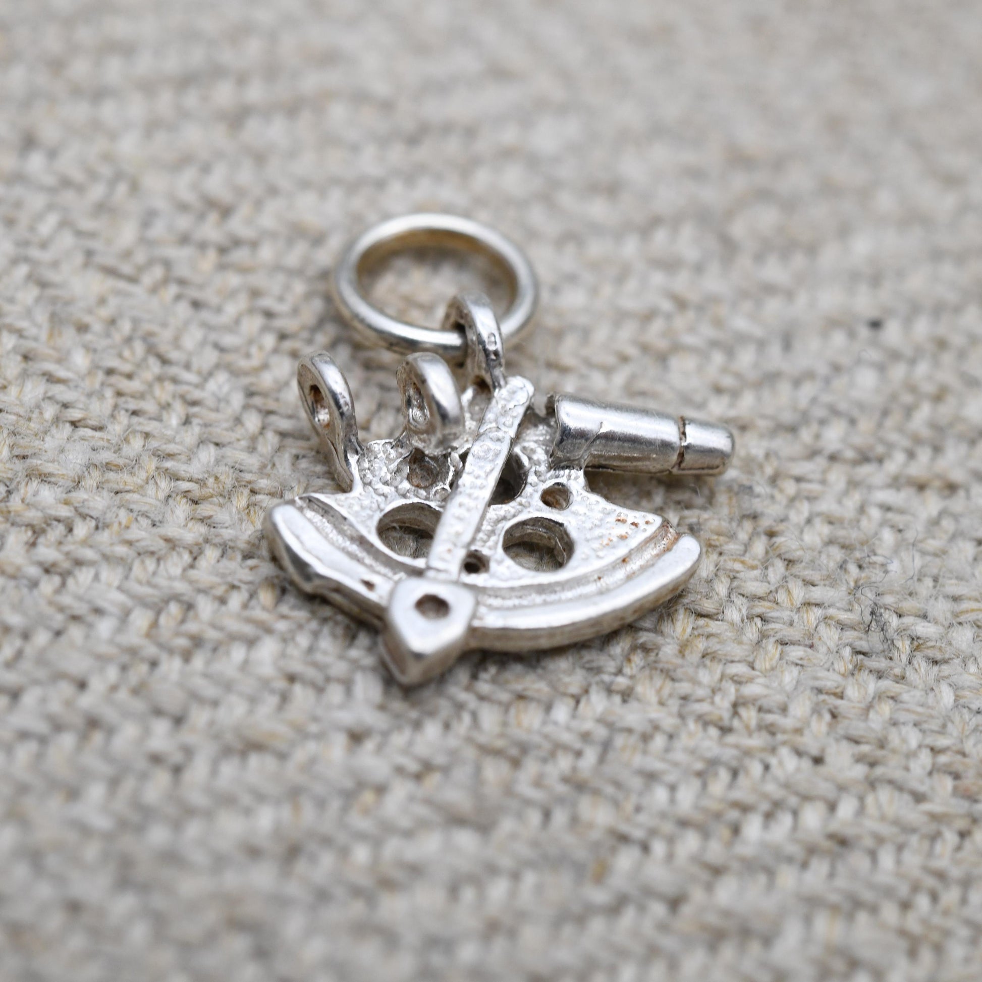 Antique Sterling Silver Sextant Anchor Compass Pendant - Miniature | Nautical | Maritime | Gift for Charm Bracelet Necklace