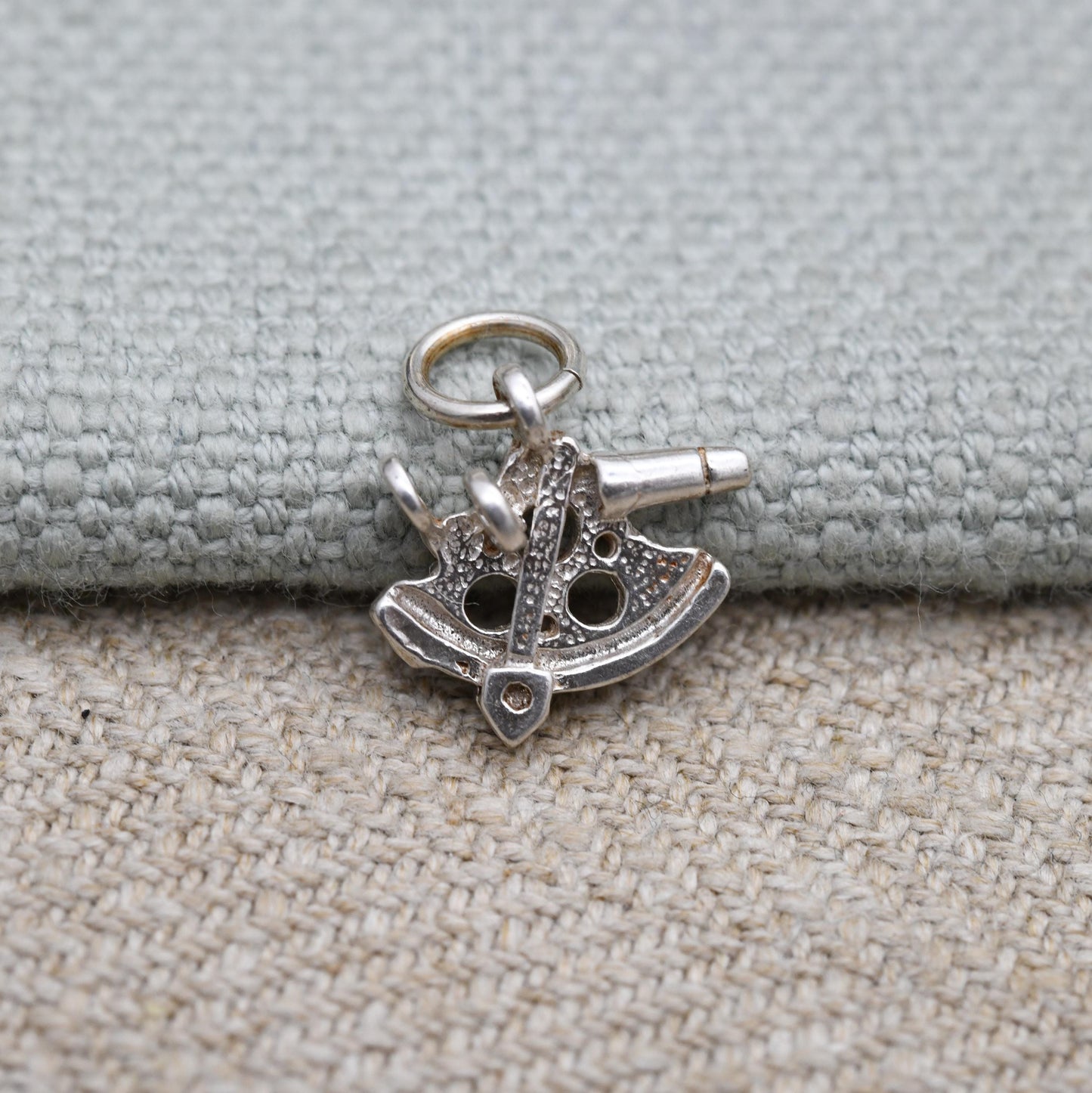 Antique Sterling Silver Sextant Anchor Compass Pendant - Miniature | Nautical | Maritime | Gift for Charm Bracelet Necklace