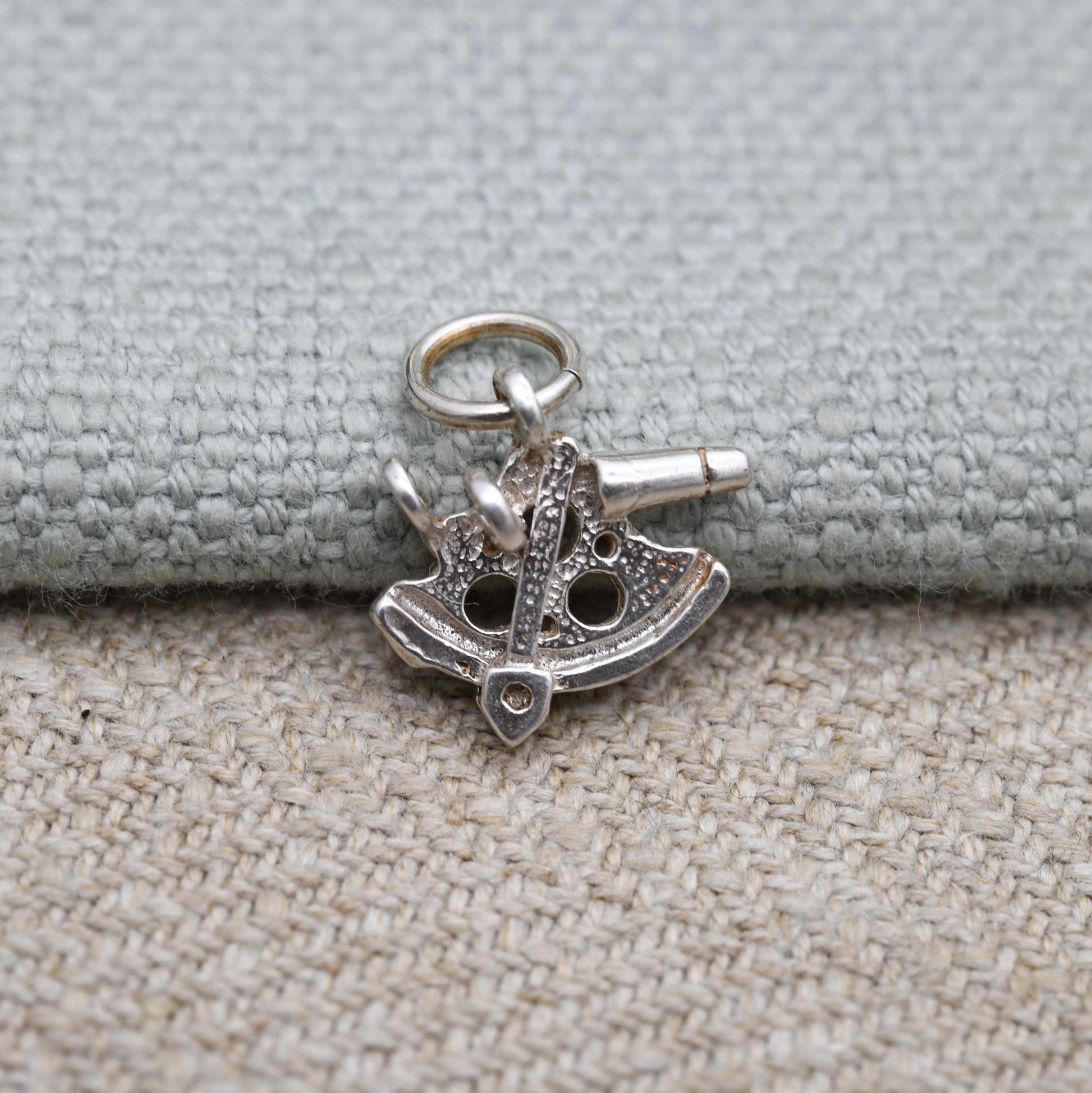 Antique Sterling Silver Sextant Anchor Compass Pendant - Miniature | Nautical | Maritime | Gift for Charm Bracelet Necklace