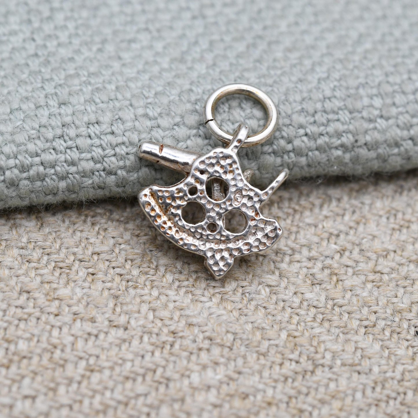Antique Sterling Silver Sextant Anchor Compass Pendant - Miniature | Nautical | Maritime | Gift for Charm Bracelet Necklace