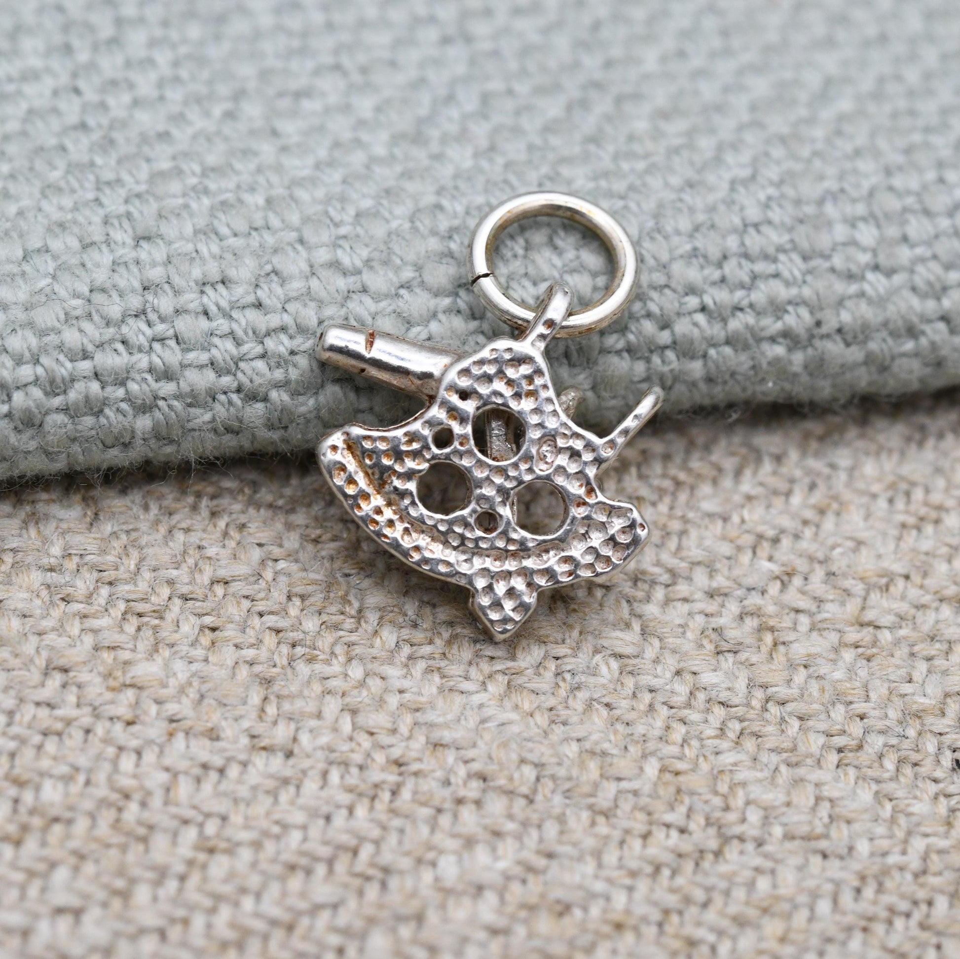 Antique Sterling Silver Sextant Anchor Compass Pendant - Miniature | Nautical | Maritime | Gift for Charm Bracelet Necklace