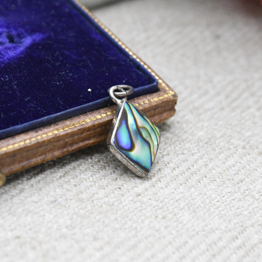 Sterling Silver Blue Abalone Shell Diamond Shape Pendant - Gift for Charm Pendant Necklace