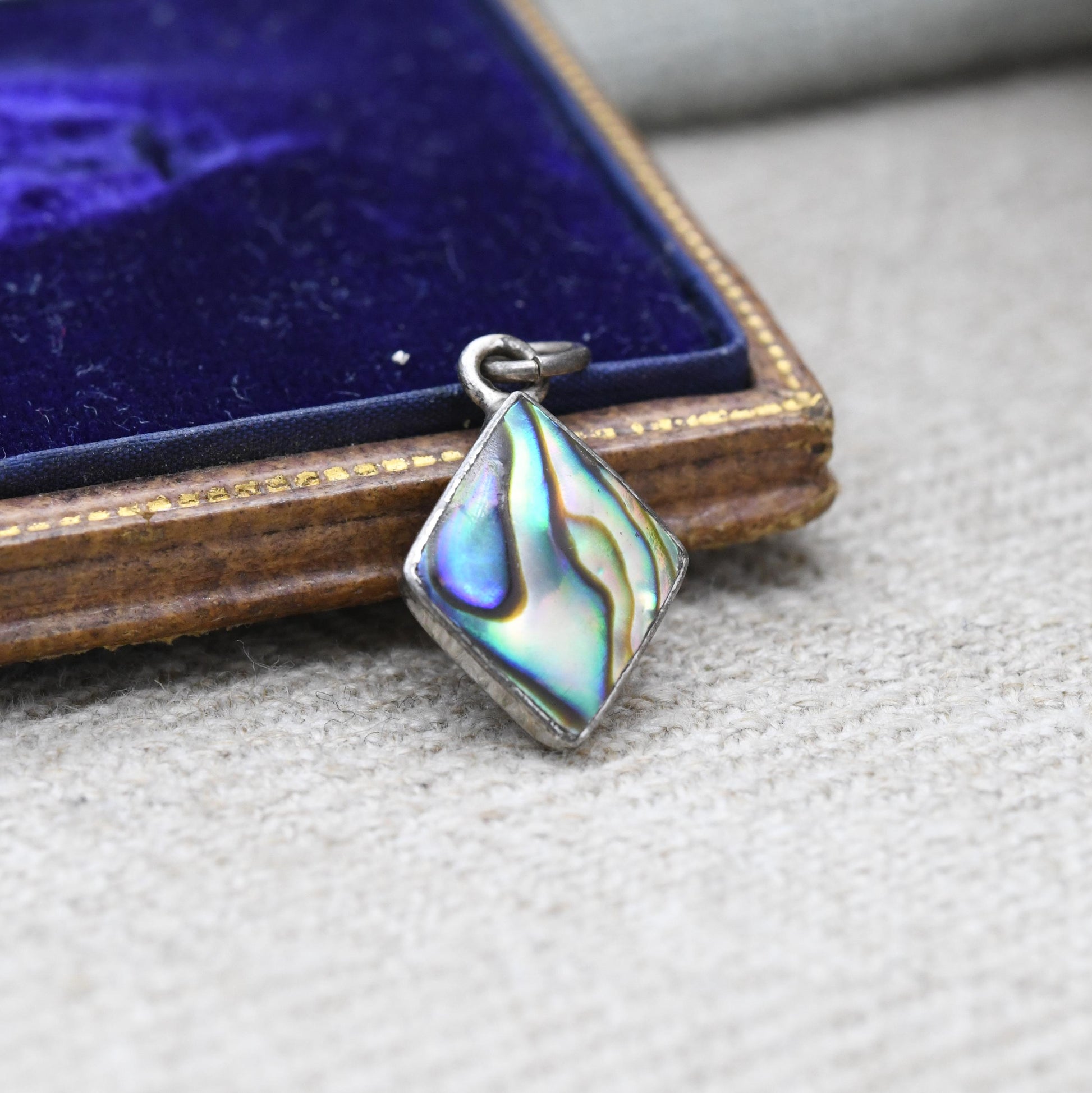 Sterling Silver Blue Abalone Shell Diamond Shape Pendant - Gift for Charm Pendant Necklace