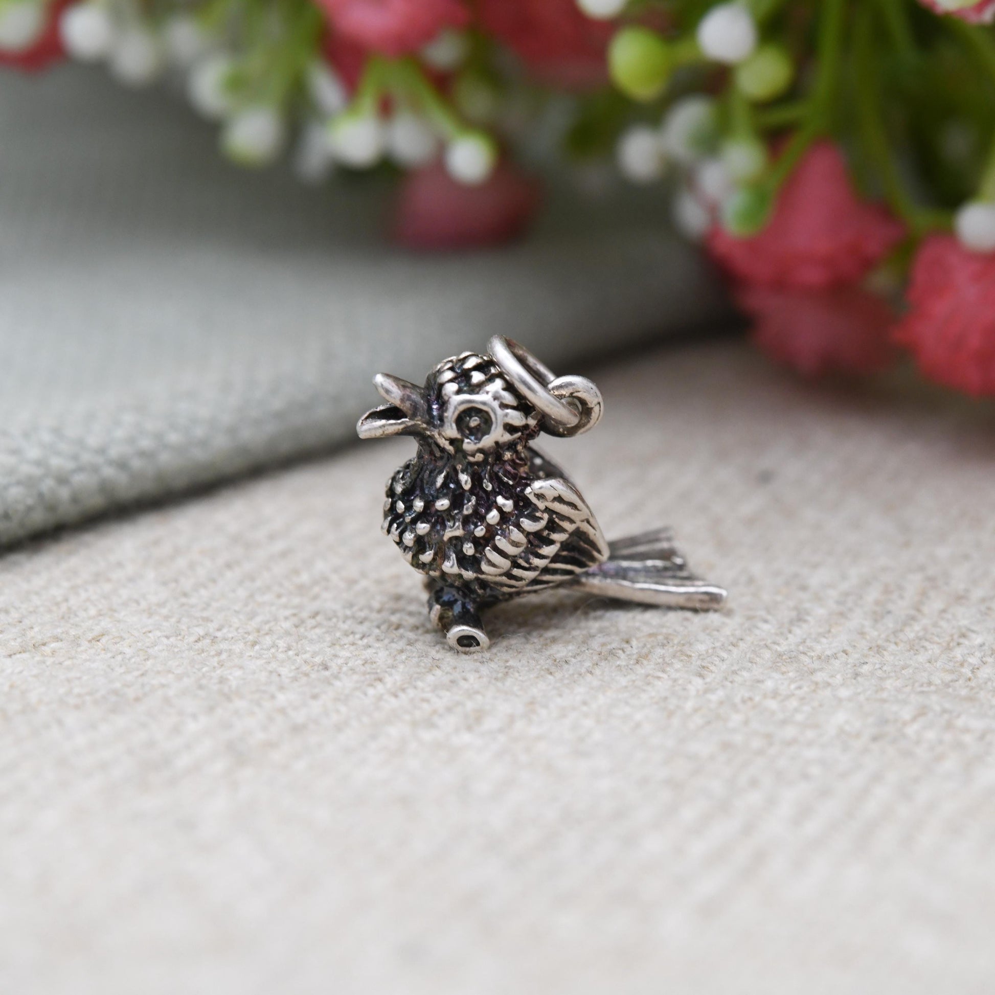 Vintage Sterling Silver Bird Charm Pendant - Song Bird | Gift for Charm Bracelet