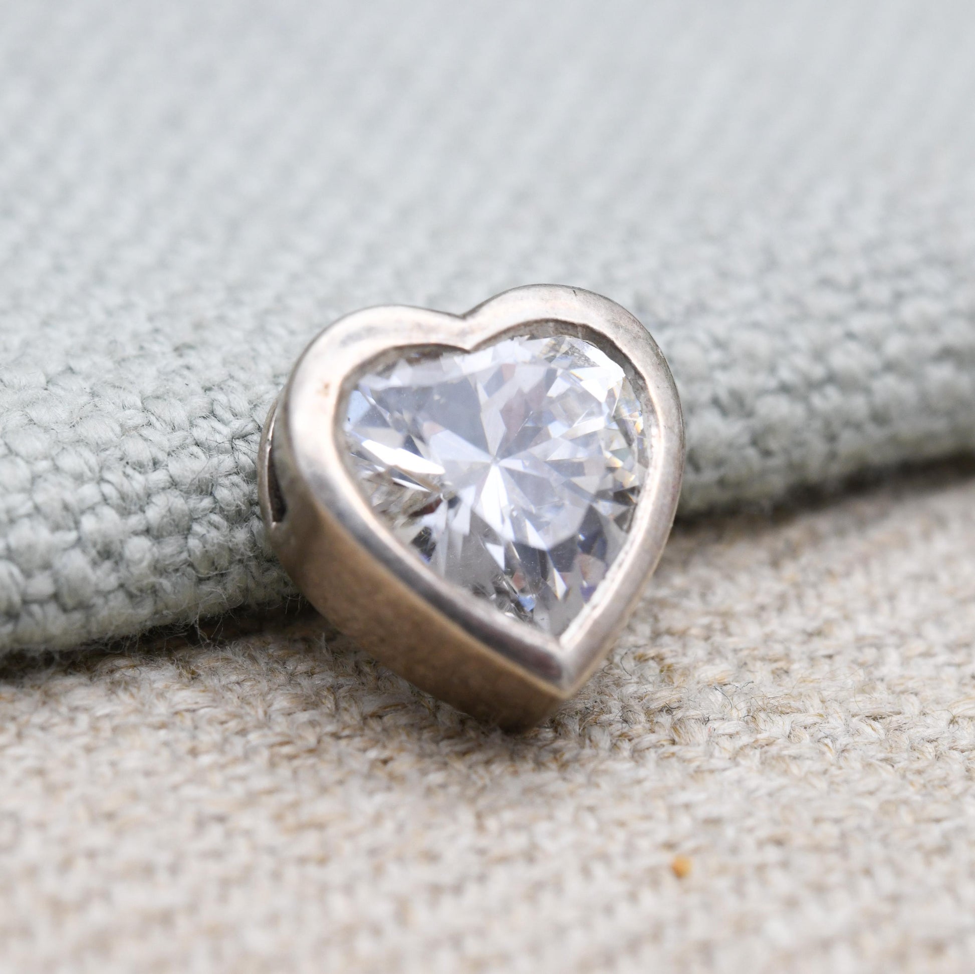 Vintage Kit Heath Sterling Silver and White Stone Heart Charm Pendant - | Gift for Pendant Necklace Chain