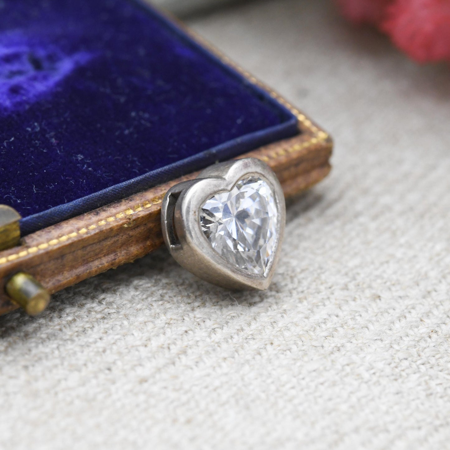 Vintage Kit Heath Sterling Silver and White Stone Heart Charm Pendant - | Gift for Pendant Necklace Chain