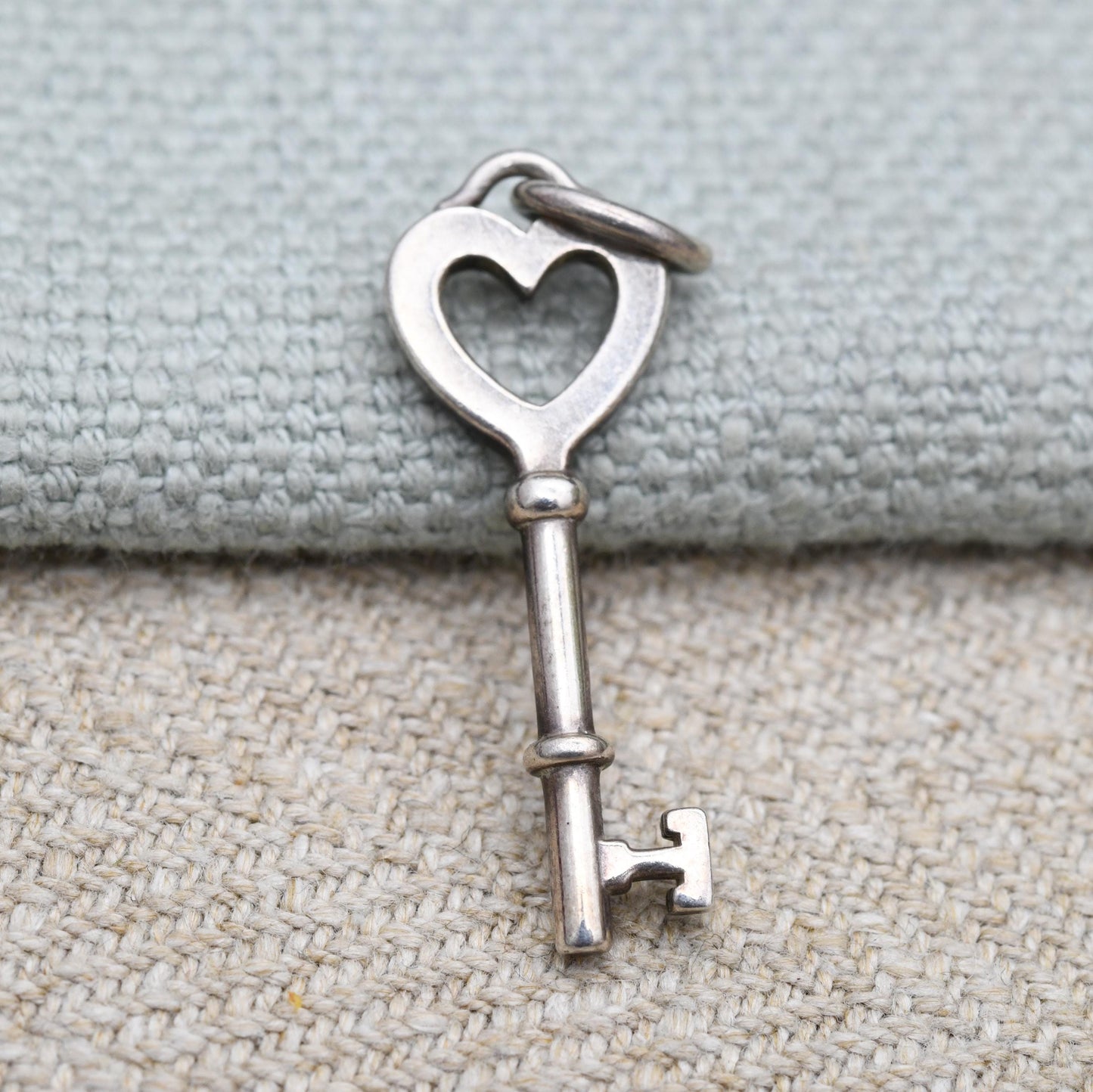 Tiffany & Co Sterling Sterling Silver Key Love Heart Pendant Charm - Gift for Bracelet Necklace