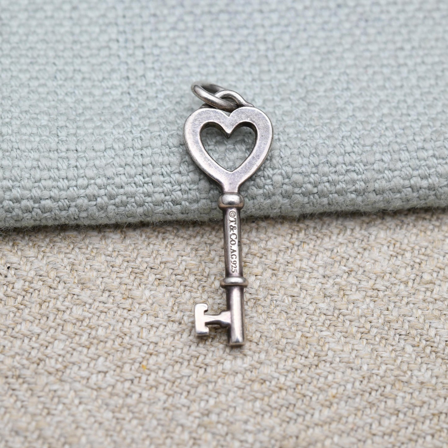 Tiffany & Co Sterling Sterling Silver Key Love Heart Pendant Charm - Gift for Bracelet Necklace