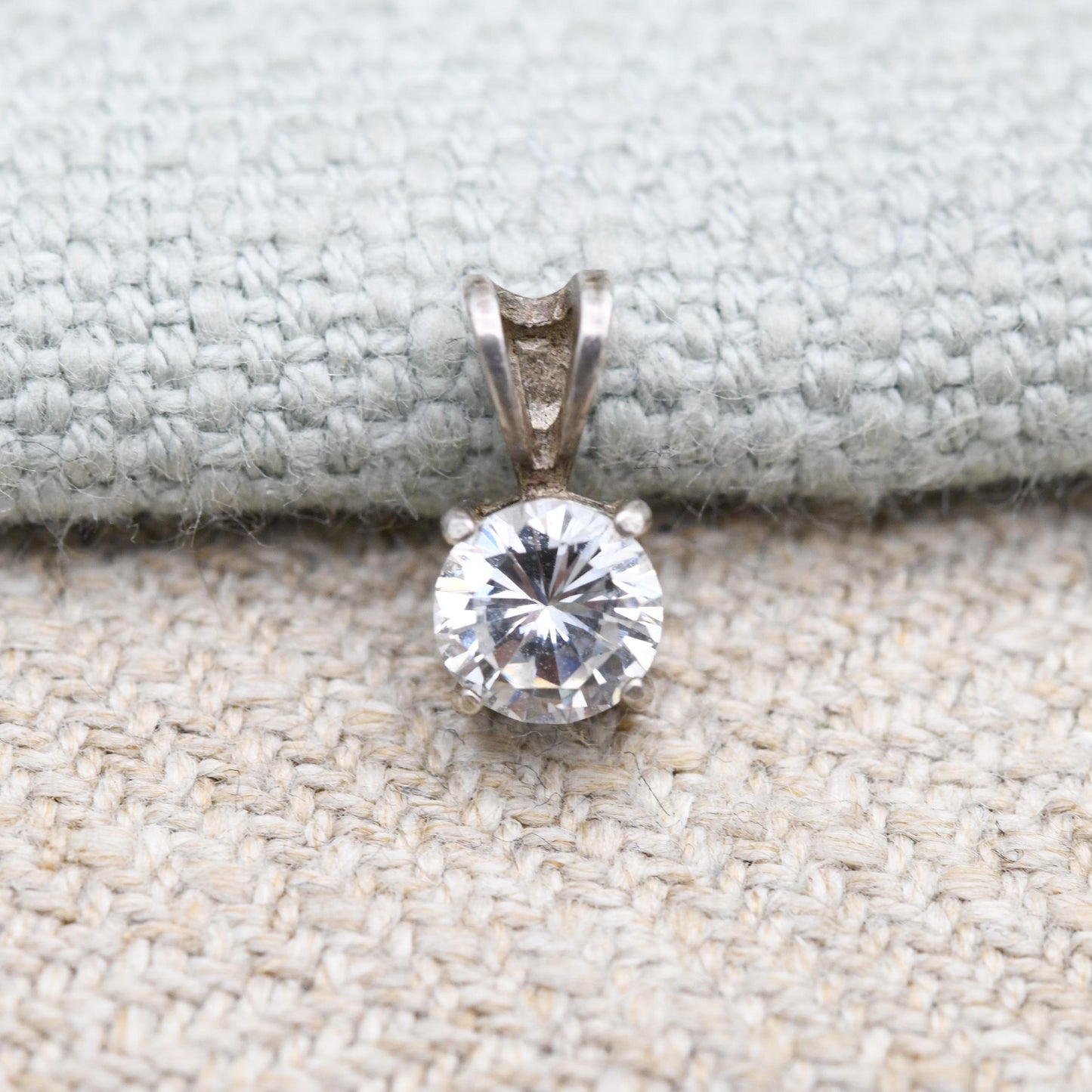 Sterling Silver Cubic Zirconia Charm Pendant - Cute | Small Sparkly Stone | Gift for Pendant Charm Necklace