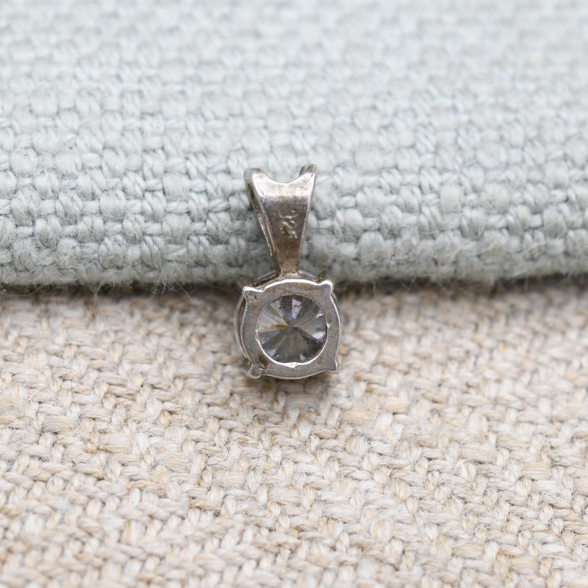 Sterling Silver Cubic Zirconia Charm Pendant - Cute | Small Sparkly Stone | Gift for Pendant Charm Necklace