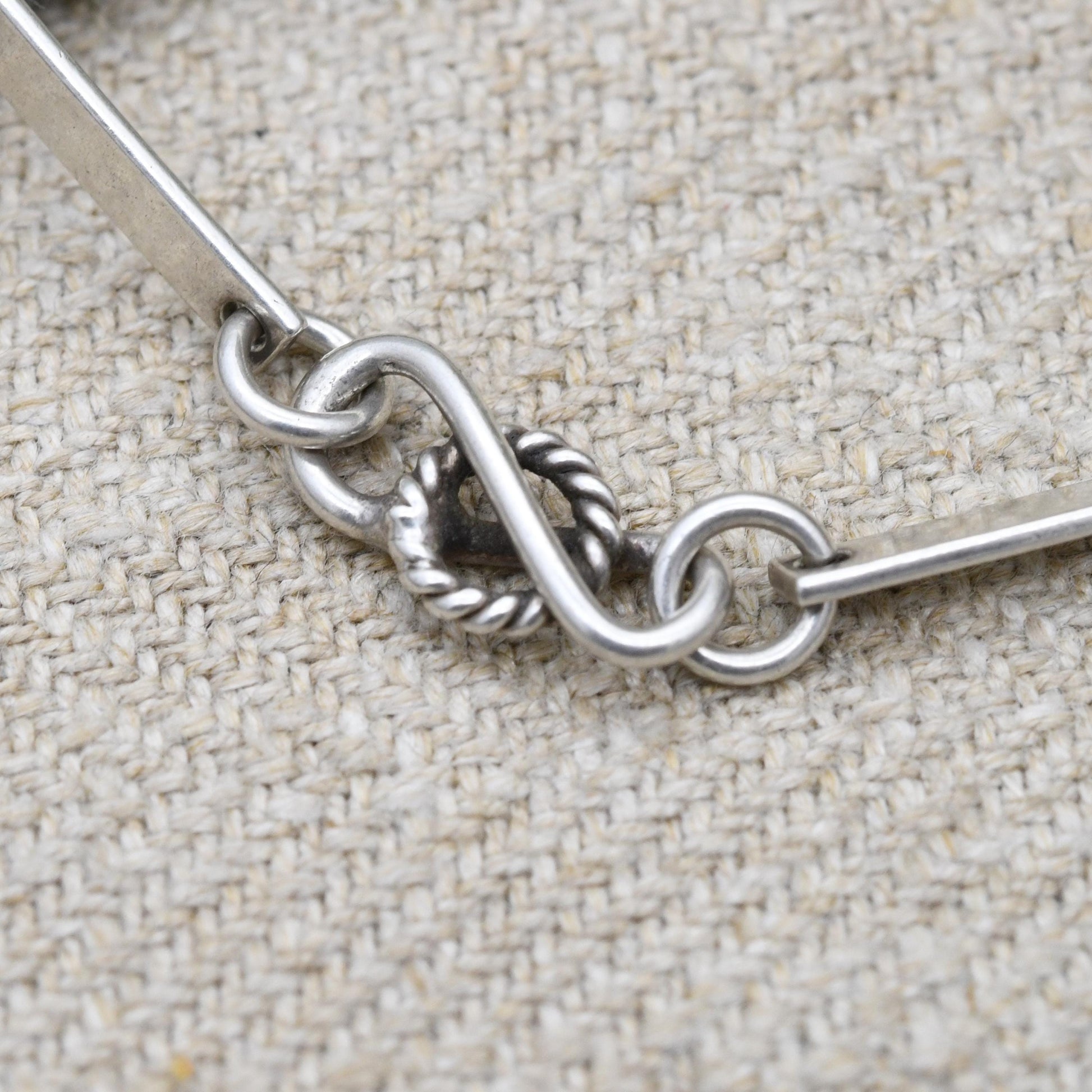 Vintage Sterling Silver Knot Link and Bar Bracelet - Rope | Gift for Her | Gift for Him