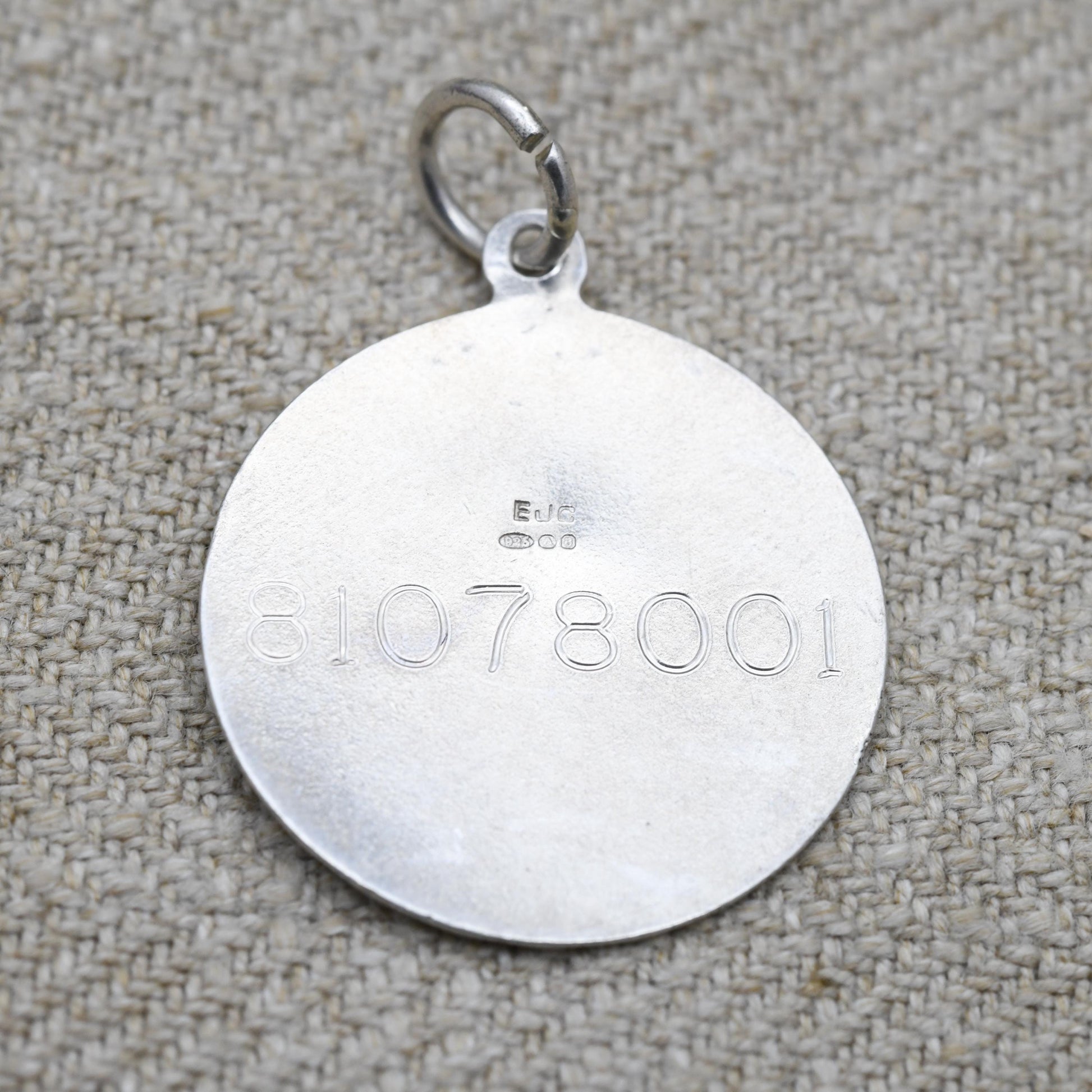 Vintage Sterling Silver St. Christopher Pendant - Embossed Relief | Circle Shape | Saint of Travelling | Gift for Pendant Necklace