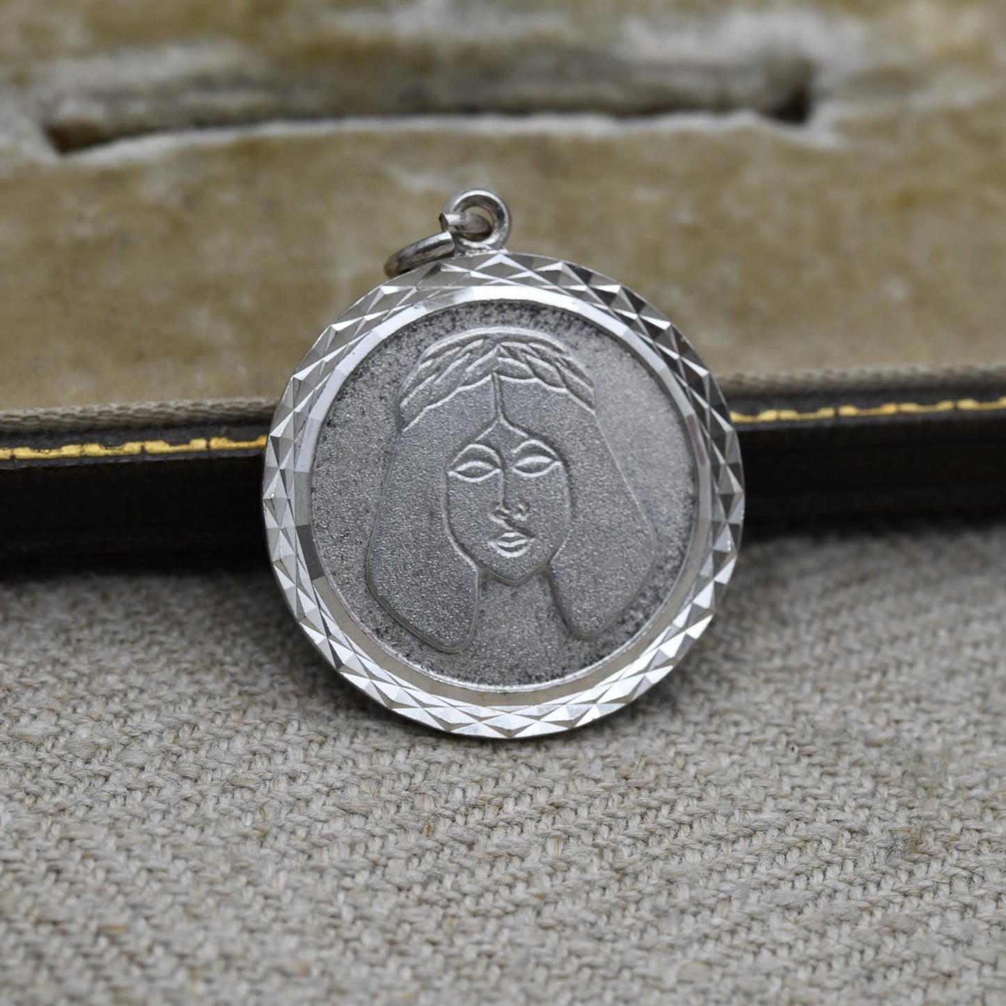 Vintage Sterling Silver Face Pendant - Carved Portrait | Classical Woman | Gift for Charm Bracelet Necklace