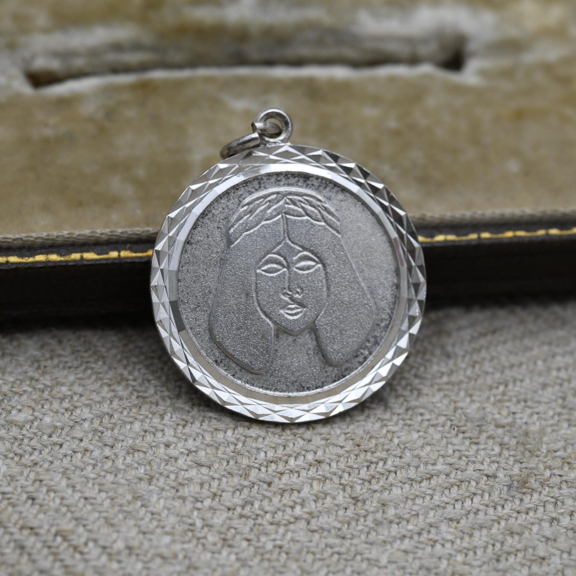 Vintage Sterling Silver Face Pendant - Carved Portrait | Classical Woman | Gift for Charm Bracelet Necklace